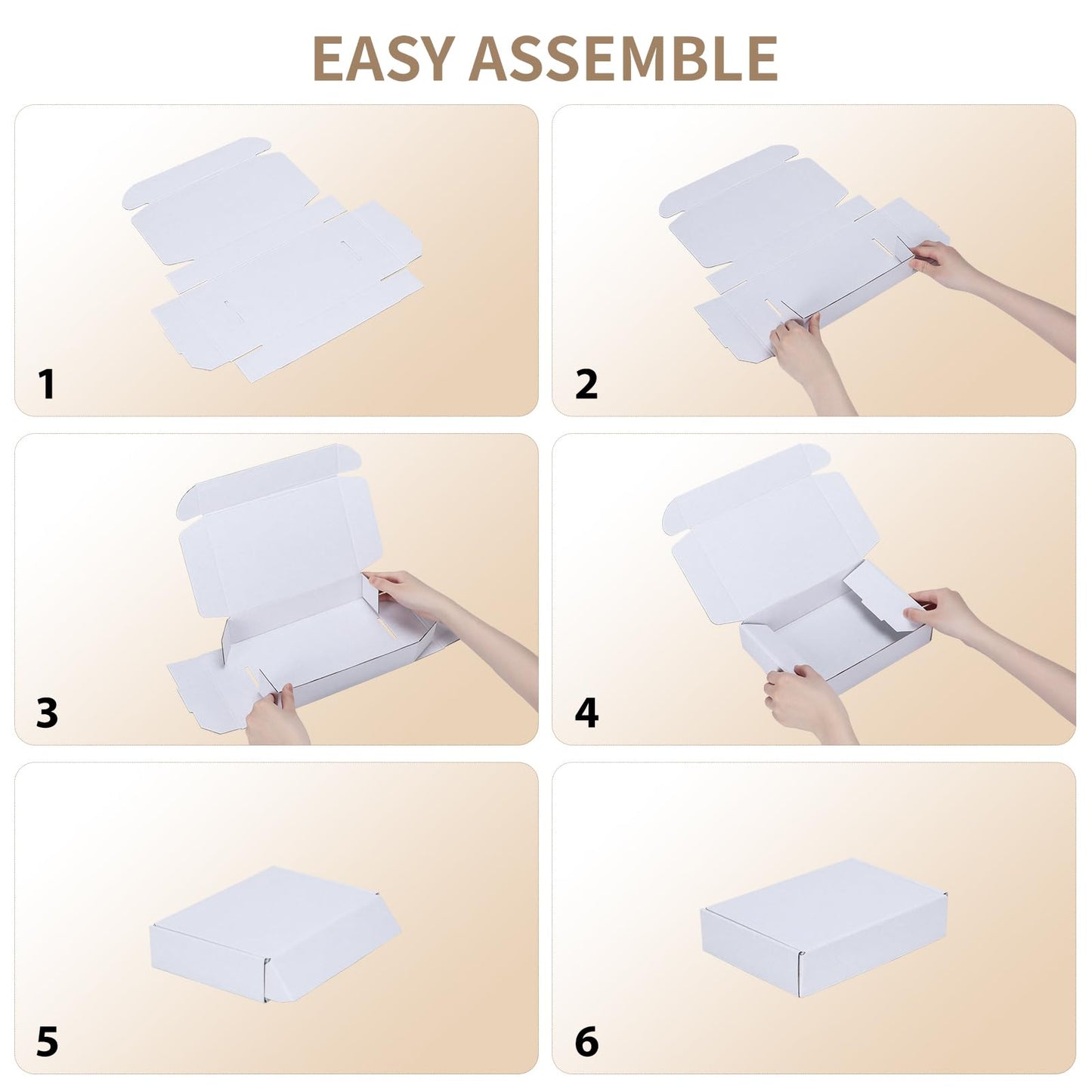 RLAVBL 9x6x2 Shipping Boxes Set of 25, All White Corrugated Cardboard Box for Packing, Mailing