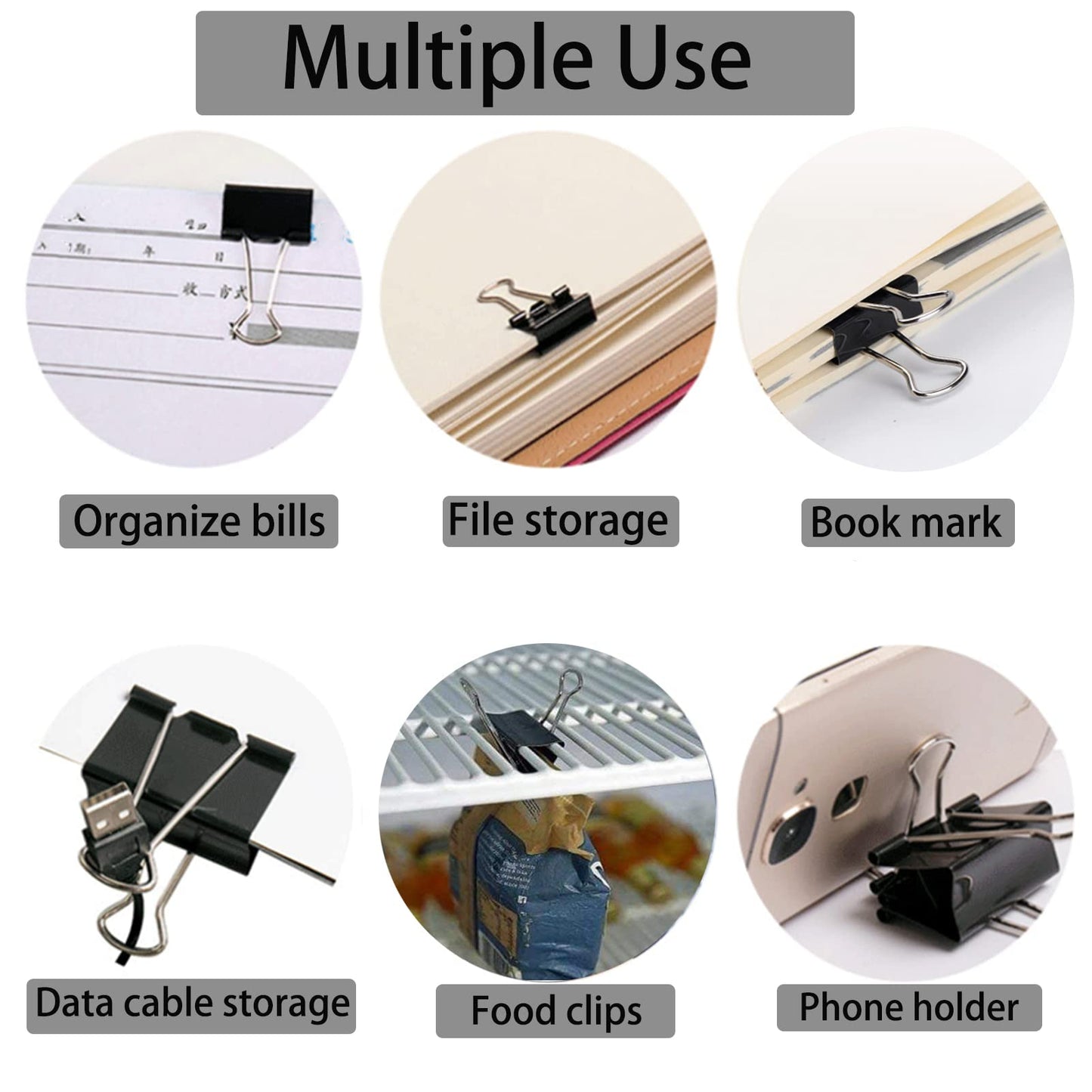 2 Inch Binder Clips(60Pcs), Large Binder Clips Heavy Duty Paper Clamps for Office and Home Supplies