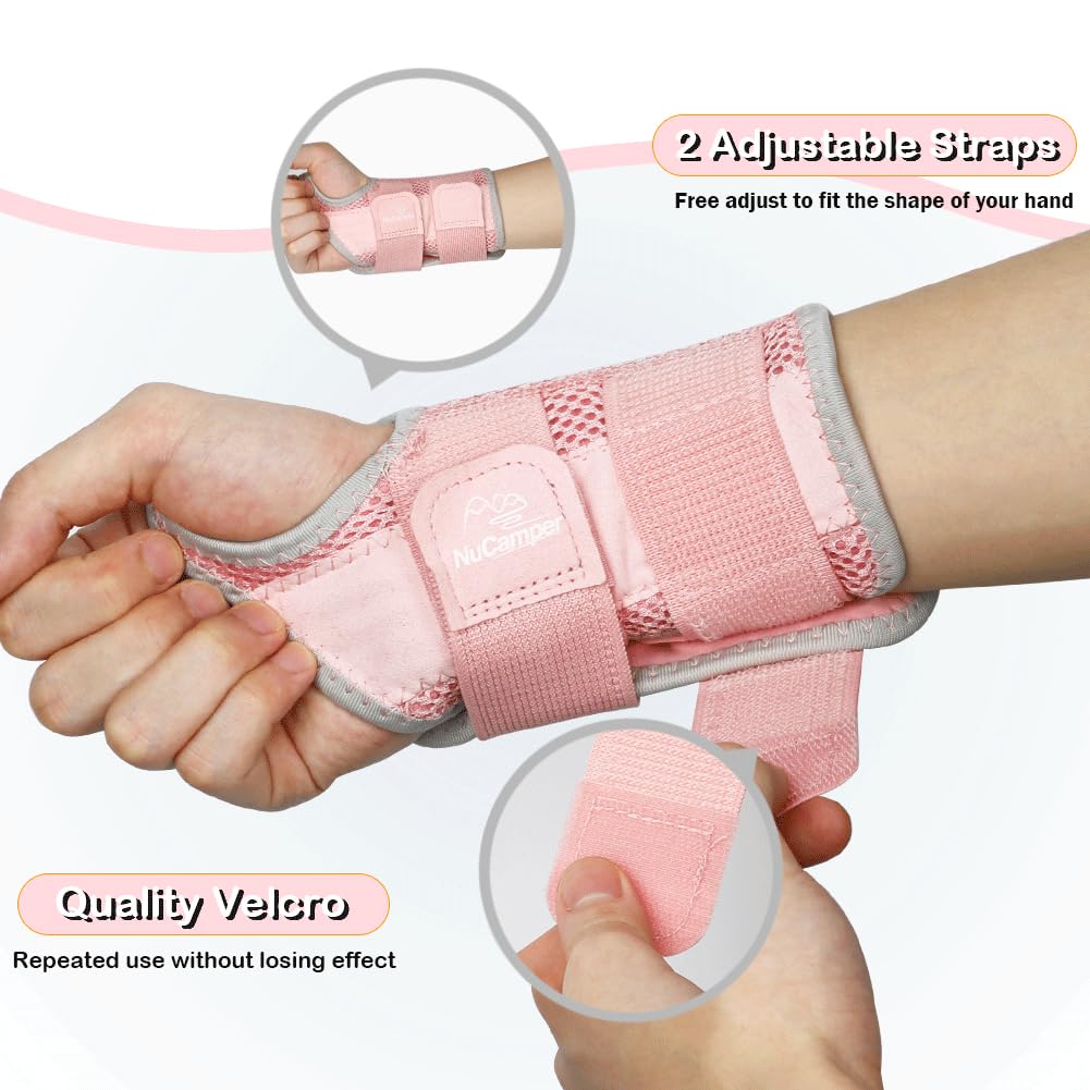 NuCamper Carpal Tunnel Wrist Brace for Both Left Right Hands,Adjustable Wrist Support Splint Hand Brace for Men Women,Night Sleep Support Arm Stabilizer with Compression Sleeve for Tendonitis,Arthritis,Sprains,Pain Relief
