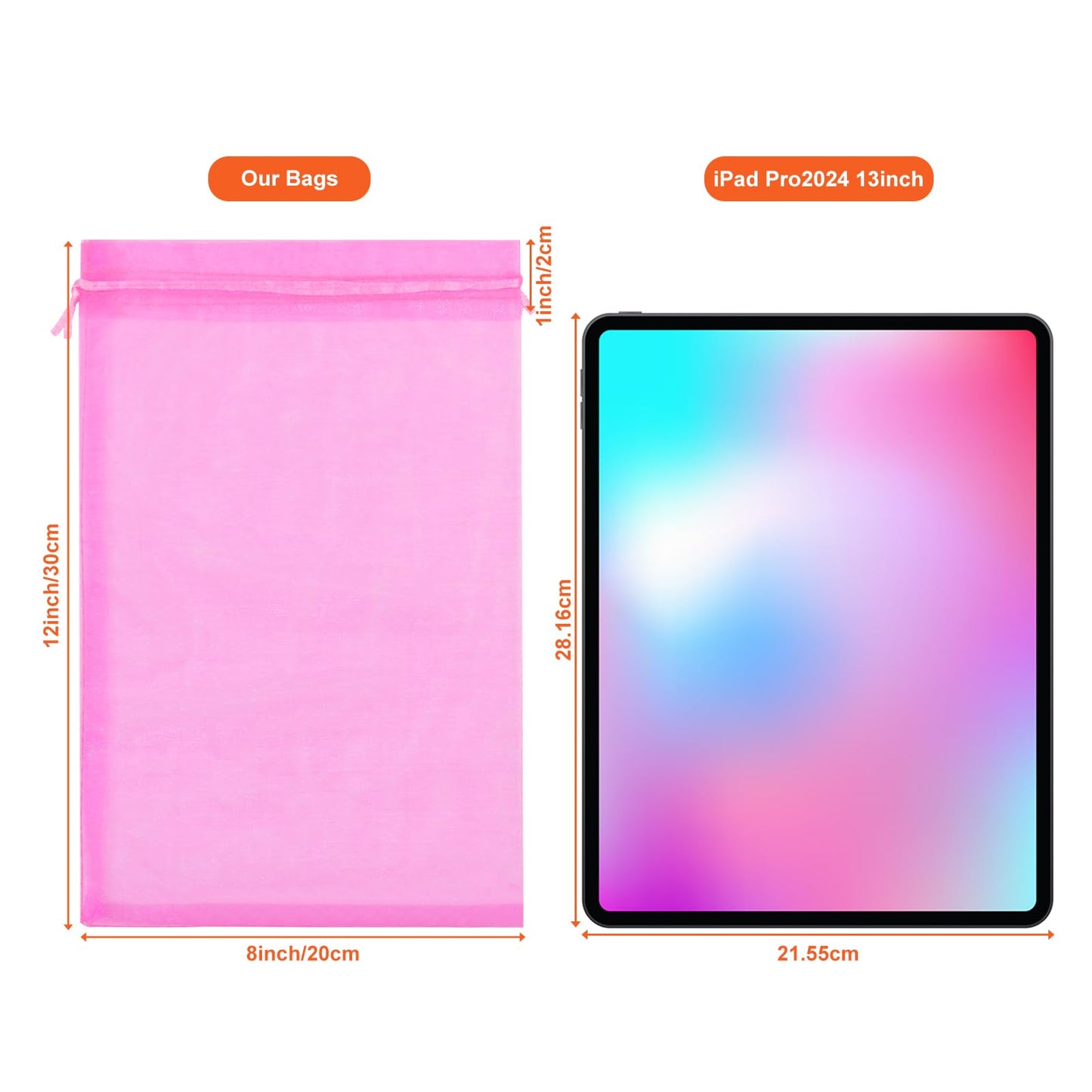 SumDirect Big Organza Gift Bags - 100Pcs 8x12 Inches Big Mixed Color Sheer Bags, Christmas Organza Gift Party Favor Bags with Drawstring