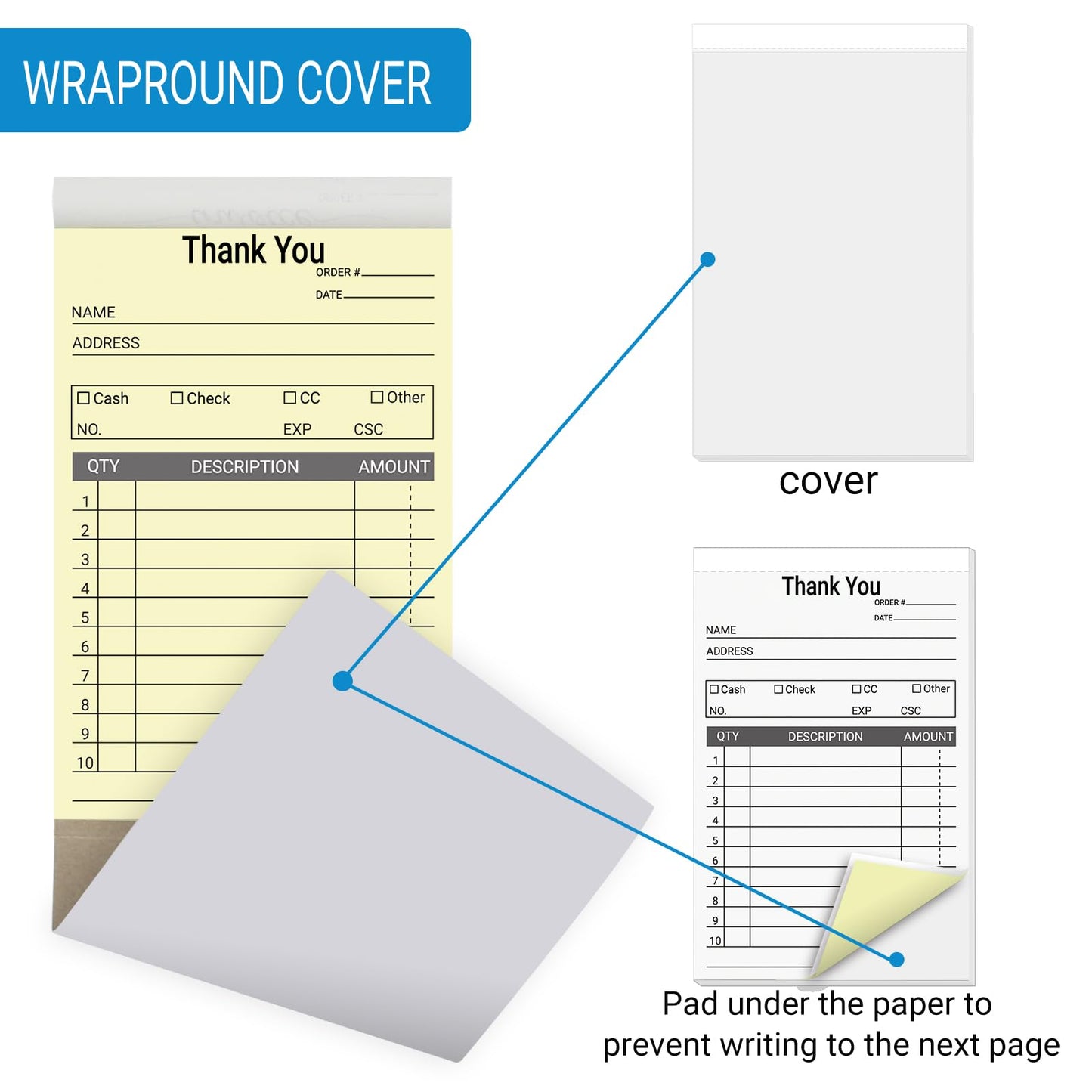 suituts 12 Pack Thank You Receipt Book, 3.5 x 5.5 Inch, Duplicate Invoice Book, 2 Part Carbonless Sale Order form, Sale Receipt form for Small Business, 50 Sets Each Pad, Total 600 Sets