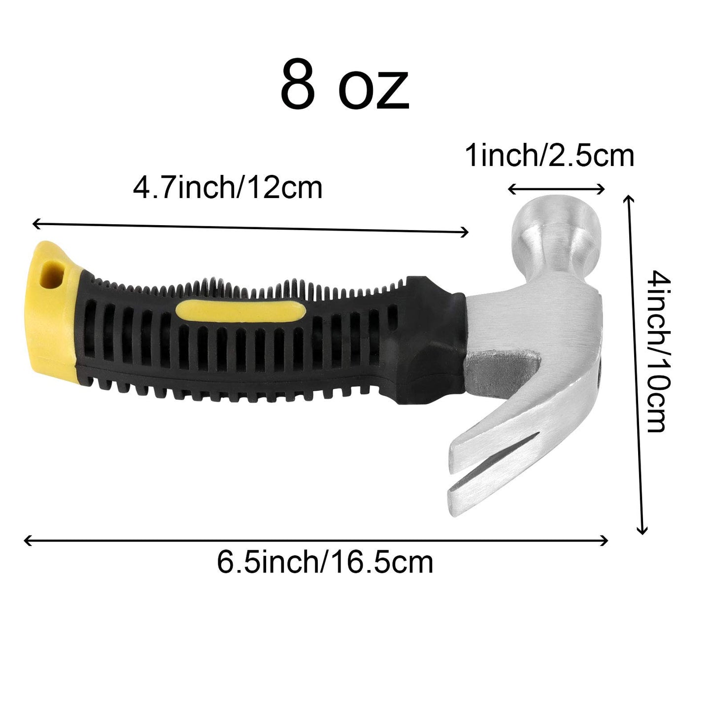 ZEONHEI 4 Pack 8 Oz Stubby Claw Hammer, Multifunction Small Mini Hammer, Bright Polished Head and Soft Comfort Grip Handle, Non Slip Nail Hammer for Household DIY Maintenance