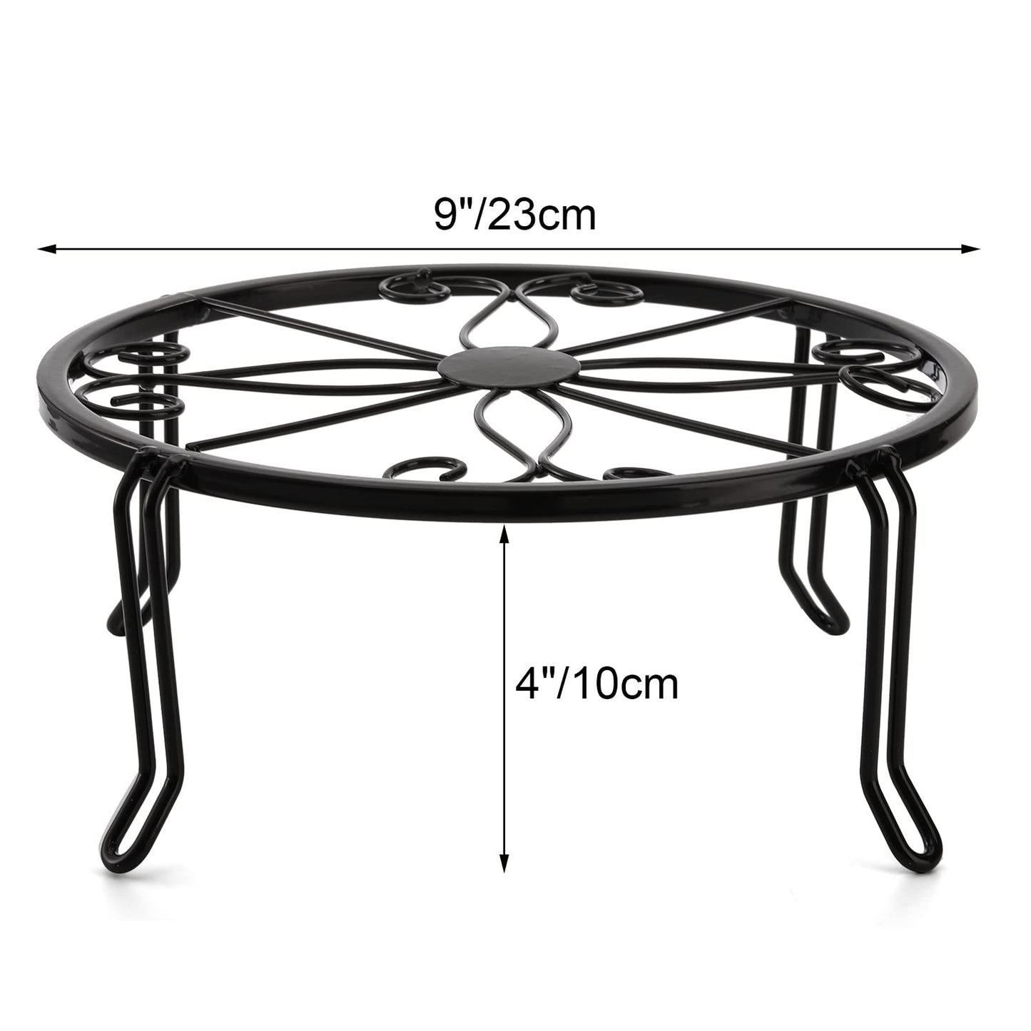 Tosnail 5-Pack Black Metal Plant Stands for Indoor & Outdoor, Holds Up to 60 lb Each, Double Braces Legs