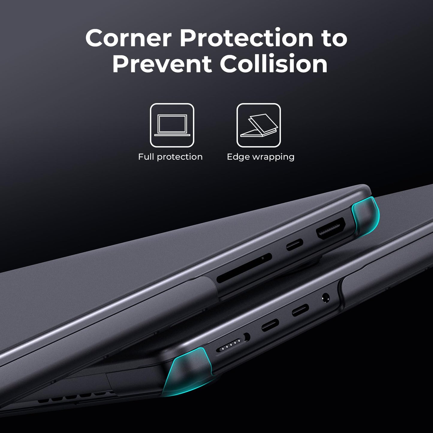 BlueSwan Matte Case for MacBook Pro 14 M5 2026 2025-2021 M4 M3 M2 M1 Pro/Max, Compatible A3434 A3401 A3112 A2992 A2918 A2779 A2442, Hard Shell Protective Cover, Space Black Clear
