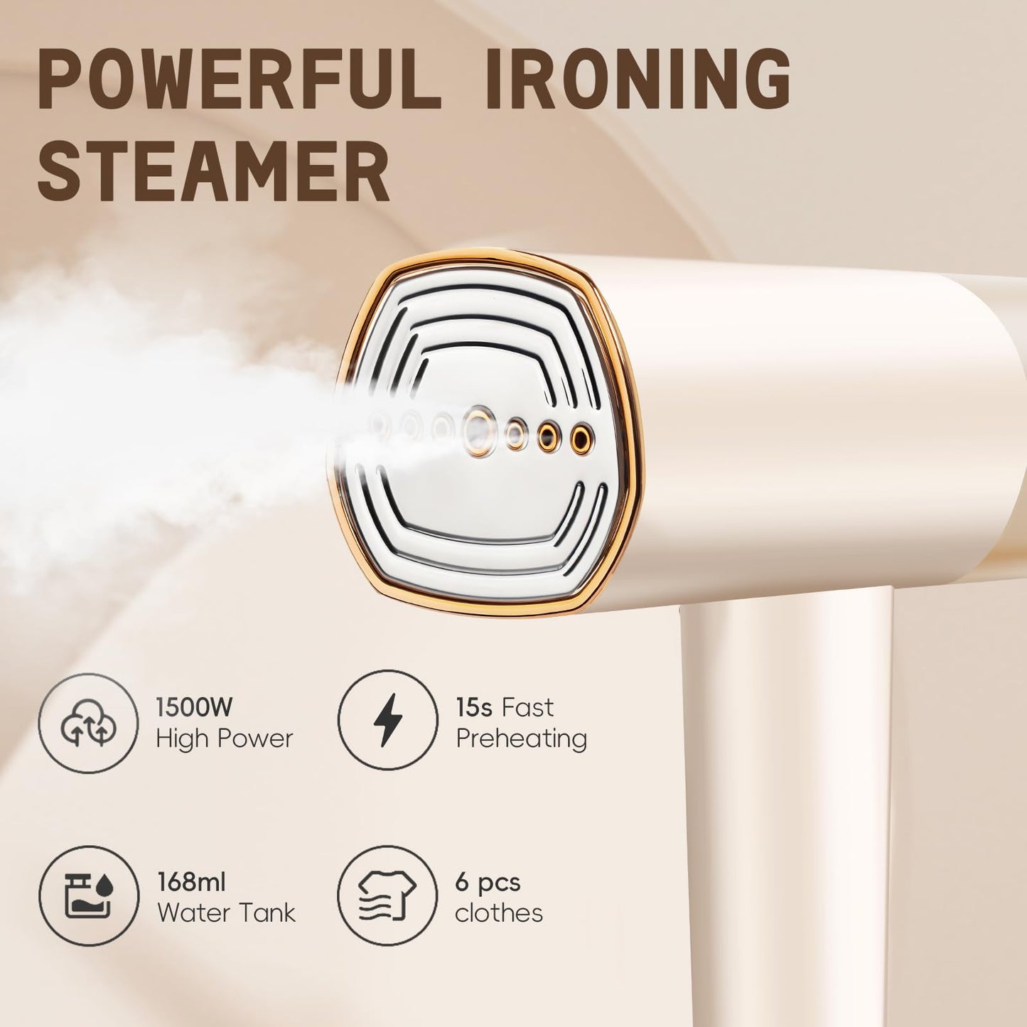 1500W Portable Steamer for Clothes - Foldable Compact Travel Steamer with 168ml Tank, Small Handheld Garment Steamers Iron with Brush for Home, Travel, Dorm Essential, 110V Only, Not for Europe