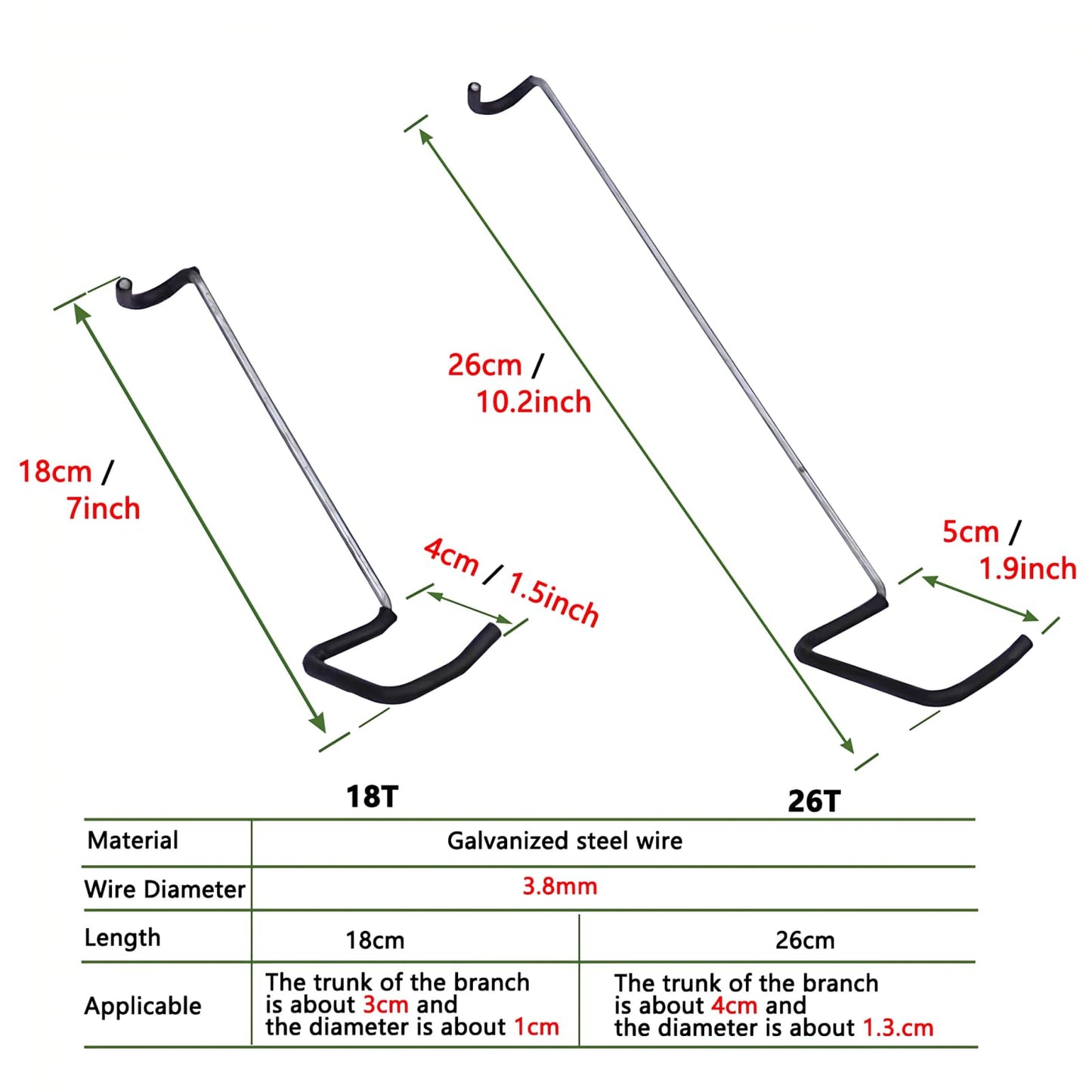 WLSANX Fruit Tree Limb Spreader 20pcs,10inch Branch Puller,New Fruit Branch Spreader Plastic Hose Wrapped Iron Wire Don't Damage Branches,Tree Open Angle Pull Branch Bending Tool (26T)