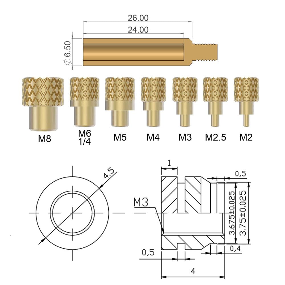 60W Digital Soldering Iron with Heat Set Insert Tool Tips and 120 Pcs M3x4x4.5 Threaded Inserts for Inserts 3D Printing and Plastic