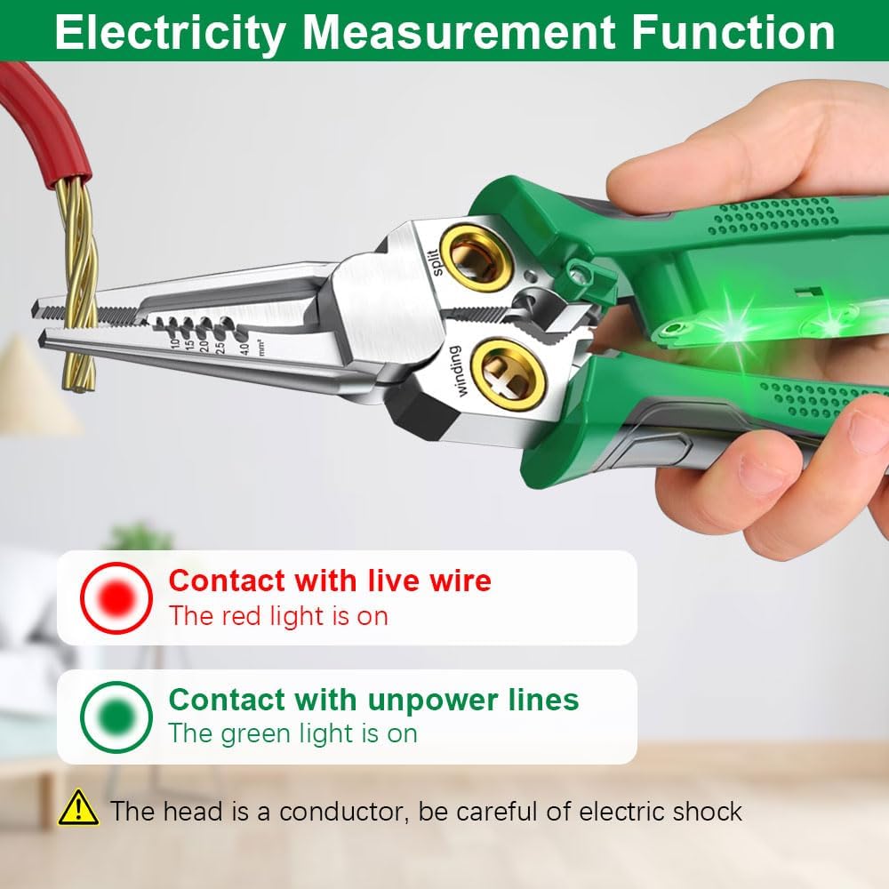 8 in 1 Wire Stripper with Voltage Tester, Pinzas De Electricidad, Multi-Function Electric Wire Stripping Tool for Cutting and Pulling Pliers, Electrician Repair Tool (1PCS)