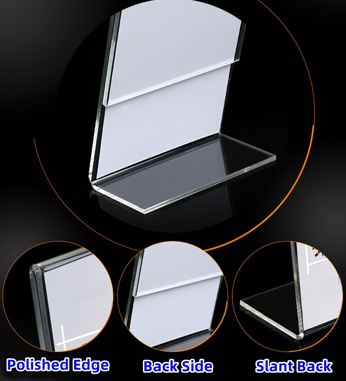 Acrylic Sign Holder 8.5 x 11 Inch, 3 Pack Clear Display Table Sign Stand, L-Shape Plastic Message Board Stand for Exhibition, Office, Store, Restaurant