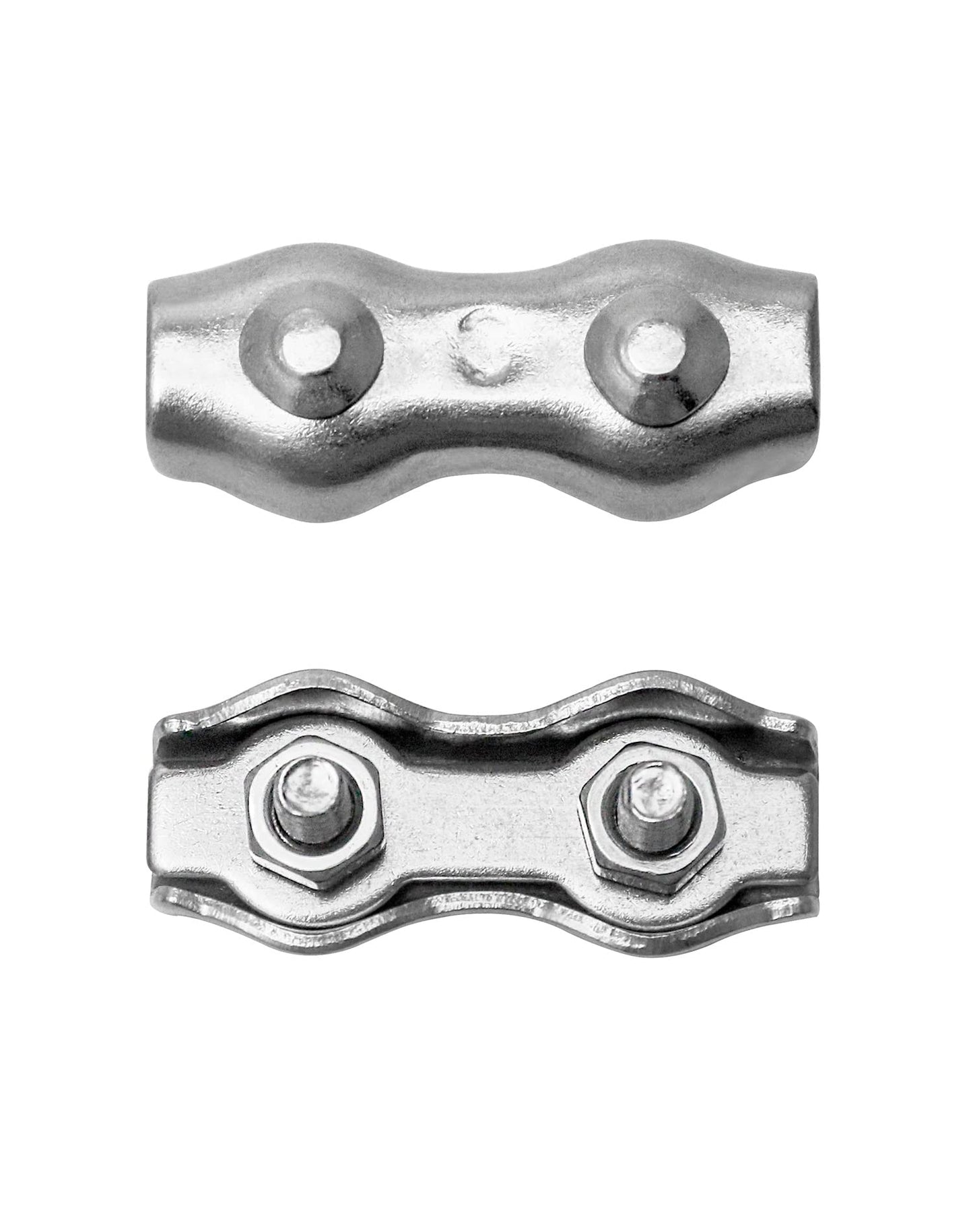 QWORK Cable Clamp, 50 Pcs M3 Stainless Steel Duplex 2 Post Wire Rope Clamps for 1/16" - 1/8" Diameter Wire Rope