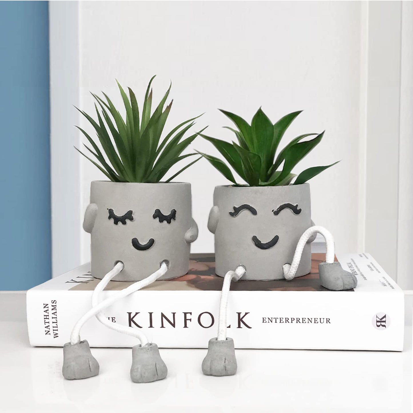 2Pack Cute Artificial Succulent Plant in Pot,Funny Hanging Legs Plant Small Artificial Potted Plant Faux Succulent for Table Desk Shelf Office Home Decor