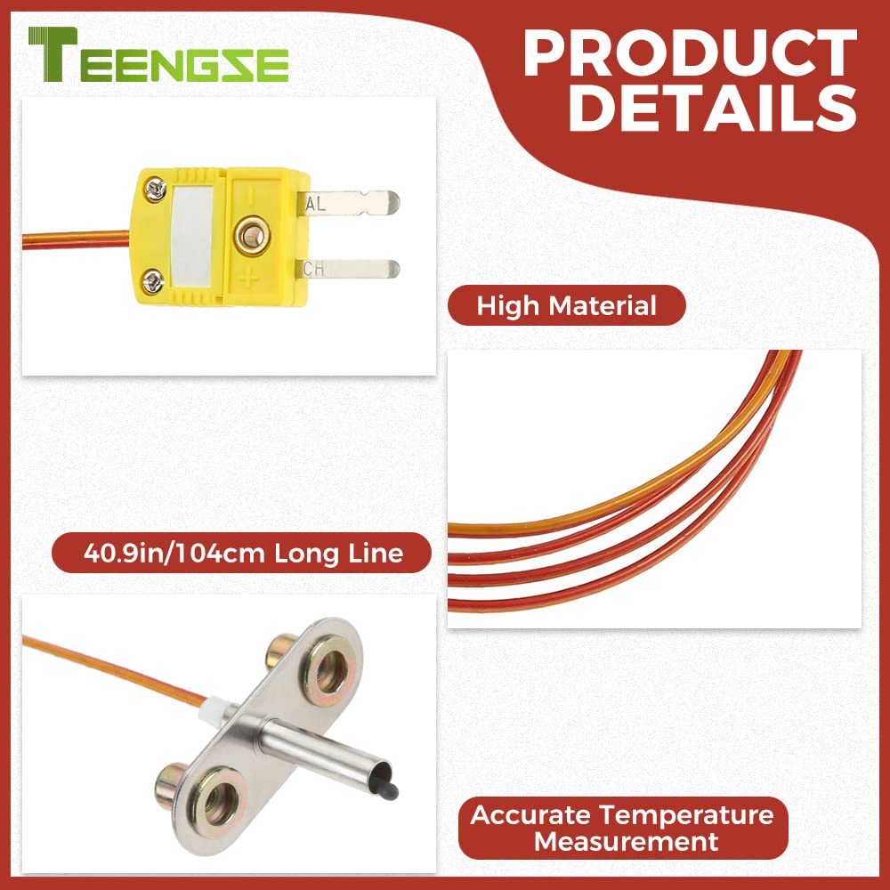 TEENGSE Thermocouple Probe Compatible with Traeger Ironwood 650/885 and Pro 575/780, D2 thermocouple Probe Replacement Parts KIT0422