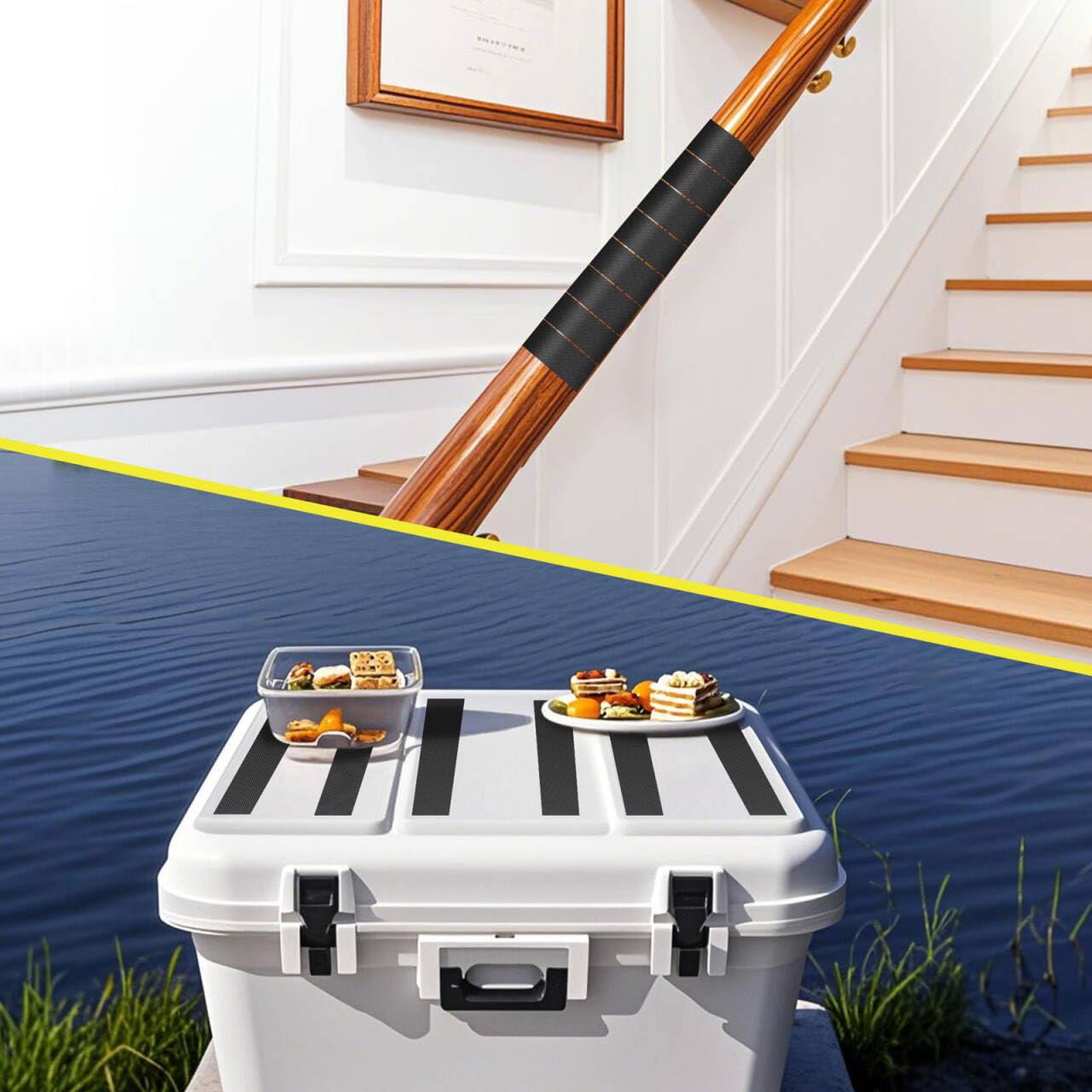 Rubber Grip Tape, Ultra Strong Waterproof Anti Slip Tape with Textured Adhesive for DIY Tools & Gadgets, Customizable for Enhanced Comfort & Safety (4In x 16.5Ft, Black)