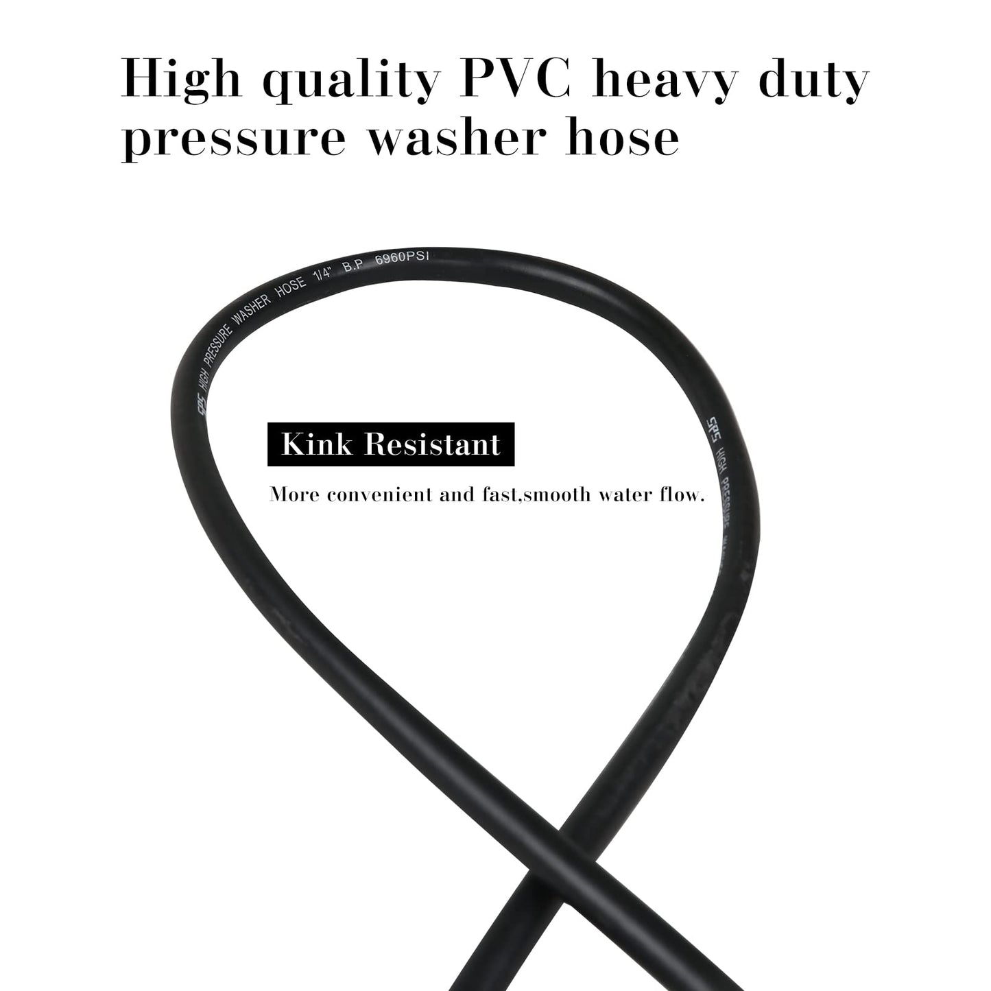 CHAVOR Pressure Washer Hose 25 FT X 1/4 Inch, Replacement Power Washer Hose for Most Brands, M22 14mm or M22 15mm Brass Thread, 3000 PSI