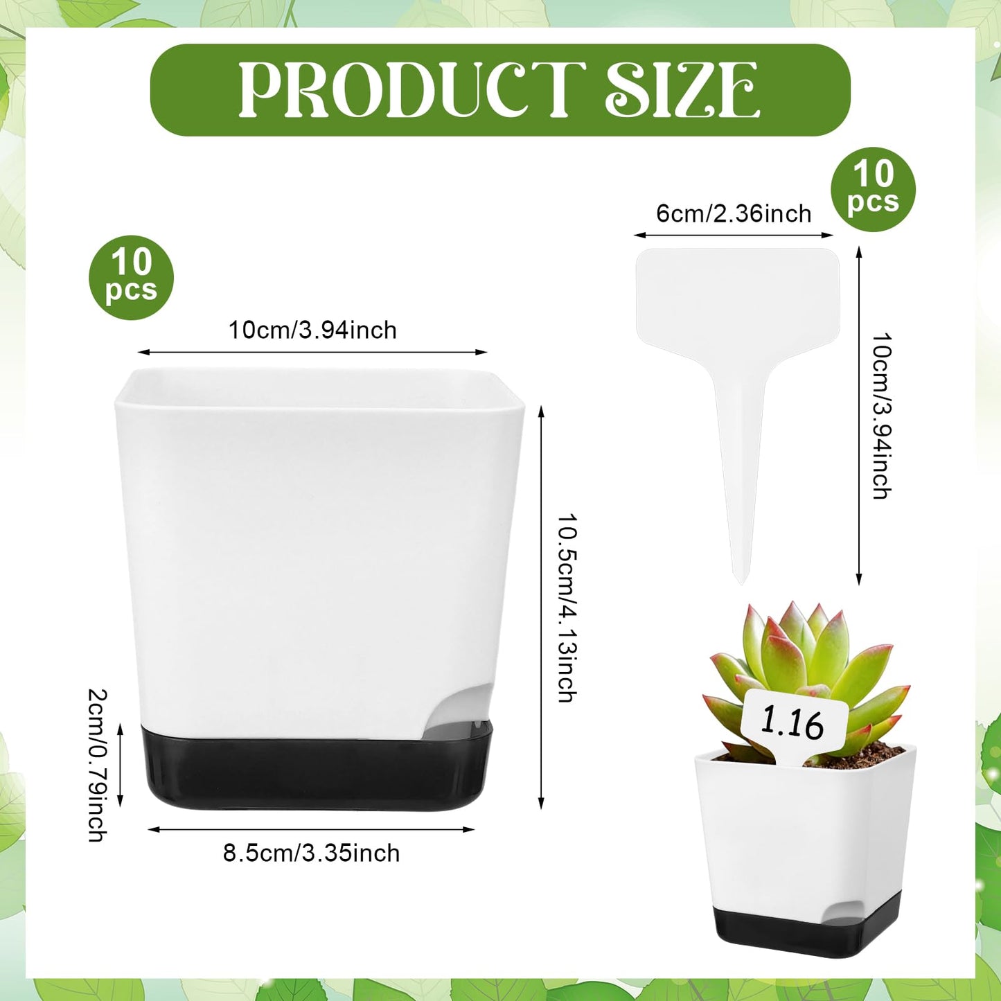 10 PCS 4 inch Small Plant Pots Nursery Pots with 10 Labes Plastic Seedling Pot for Indoor Outdoor Flowers Plants Decorative Succulent Flower Pots with Drainage Holes and Saucers for Office Home Garden