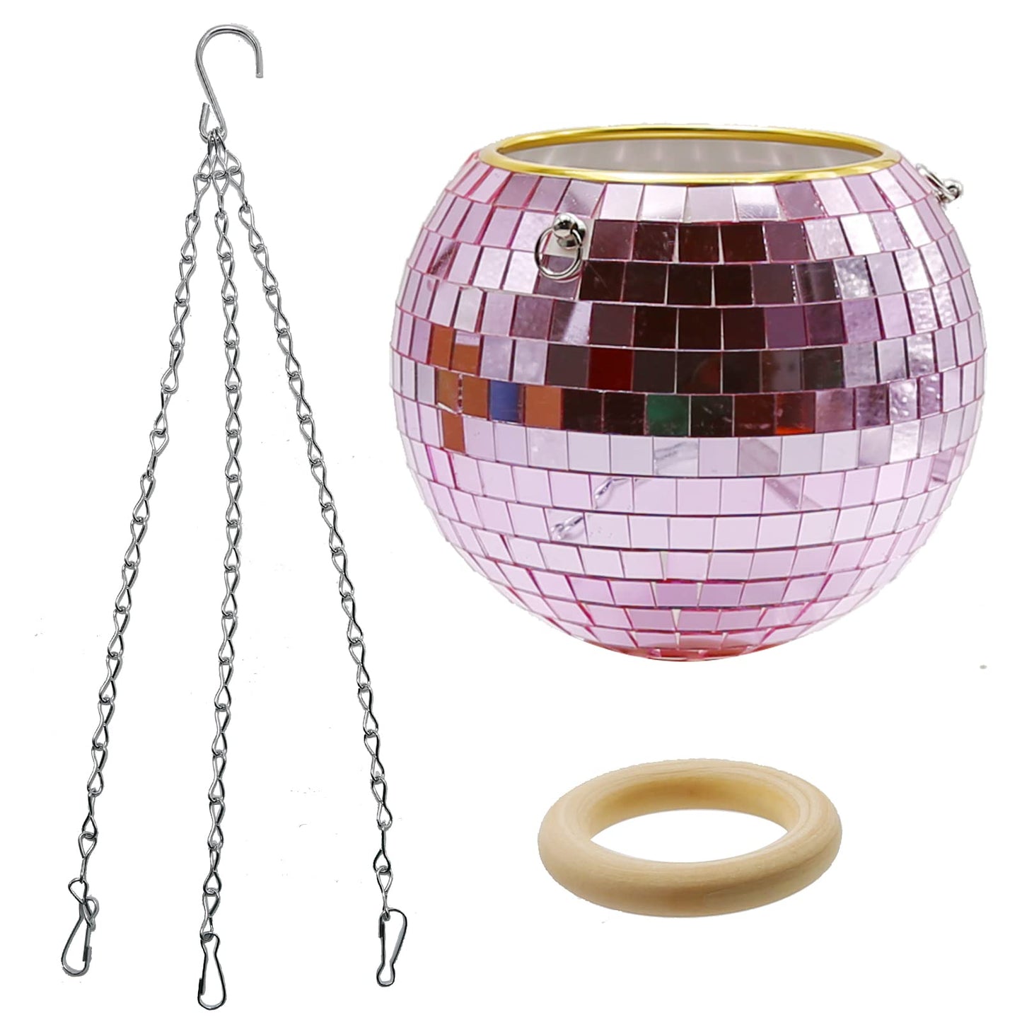 Vkinman 6 Inch Hanging Disco Ball Plant Hanger with Chain and Hook Mirror Disco Plant Holder Hanging Flower Plant Pot Home Decor