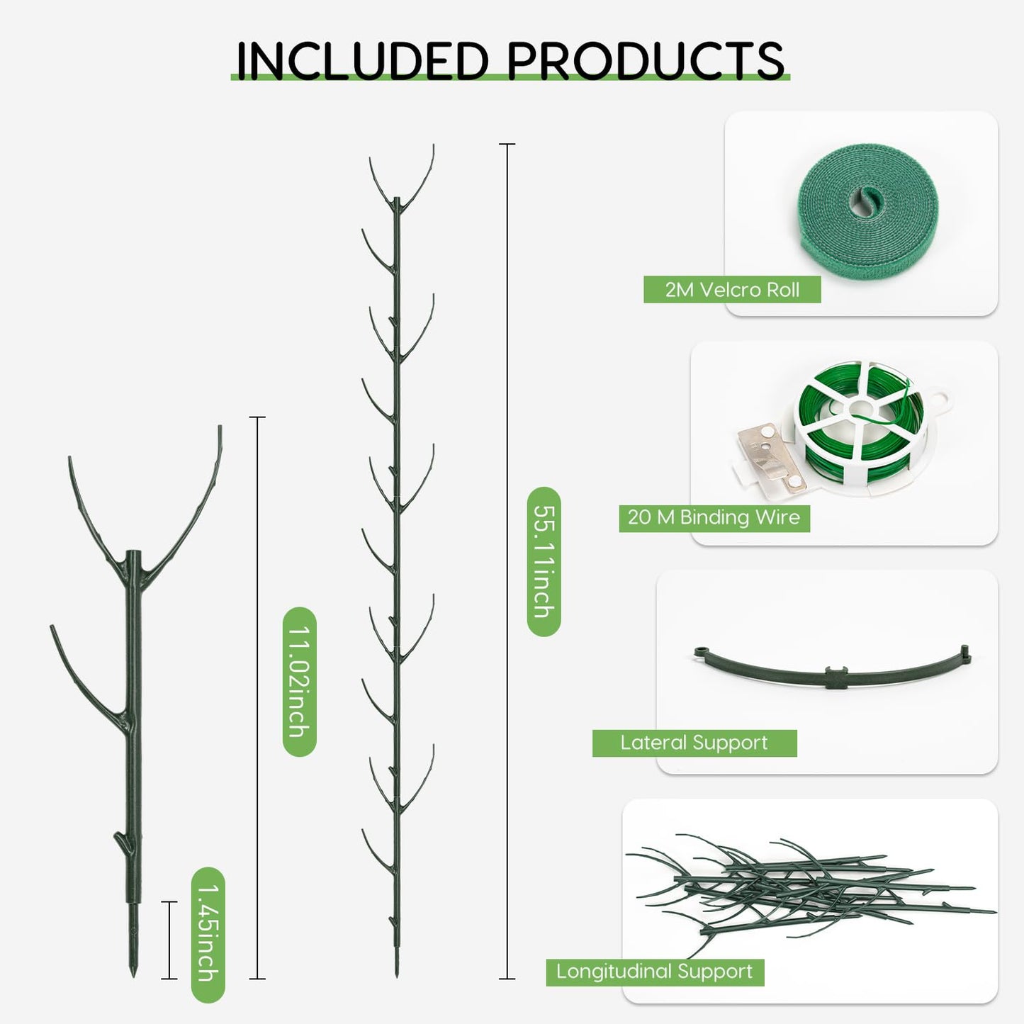 AOGEWON Plant Support Stakes, 10-Piece Set, Stackable Trellis for Monstera, Pothos, Climbing Vines, Indoor & Outdoor Use