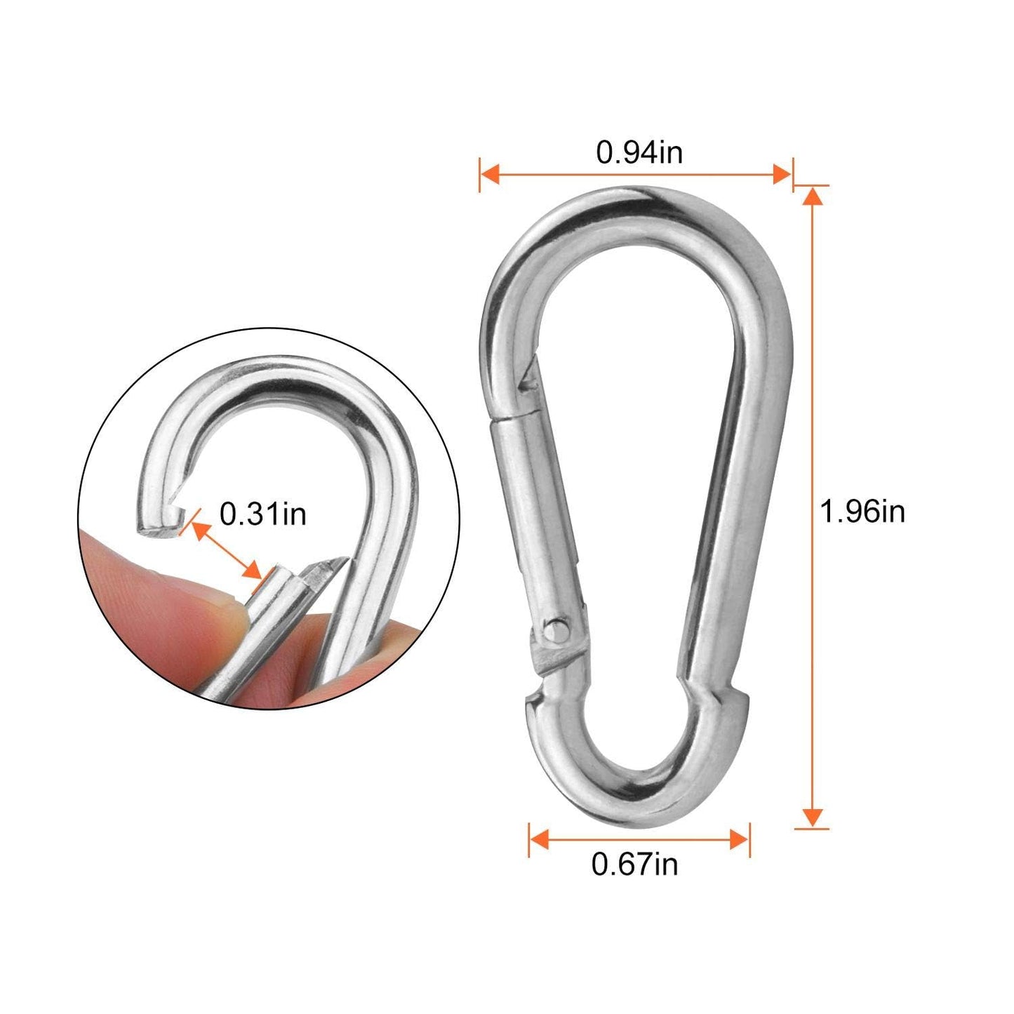 AKOLAFE 60 Pack Spring Snap Hook, 2 Inch Zinc-Galvanized Steel Spring Clips, M5 Keychain Quick Links, 220lbs Load Capacity Heavy Duty Carabiner Clips for Dog Leash, Backpack, Hammocks, Camping & Swing