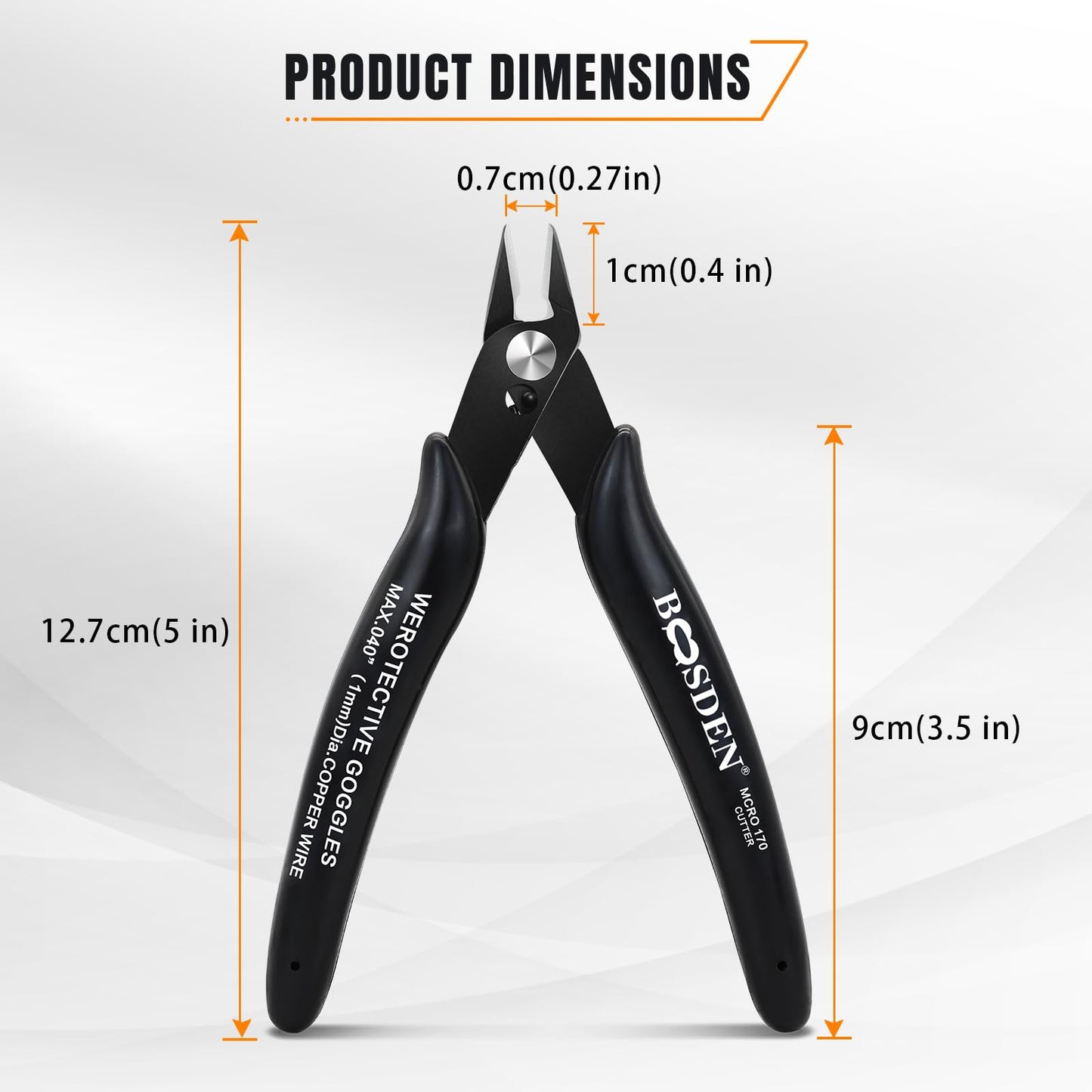 170 Wire Cutters, 10 Pack, Flush Cut Pliers 5 Inch, BOOSDEN Micro Wire Wutters Diagonal Cutting Pliers, Flush Cutter for Jewelry Making, Wire Snips Nippers for Artificial Flowers, Crafts, Zip Ties