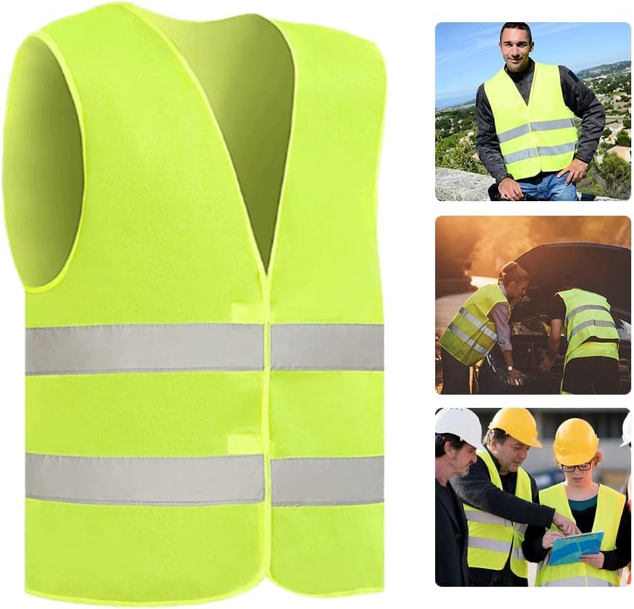 Safety Vest, 12 Pack High Visibility Vests Neon Reflective Construction Work Vest Bulk for Adults Men Women Volunteer, Guard, Traffic Security - Green