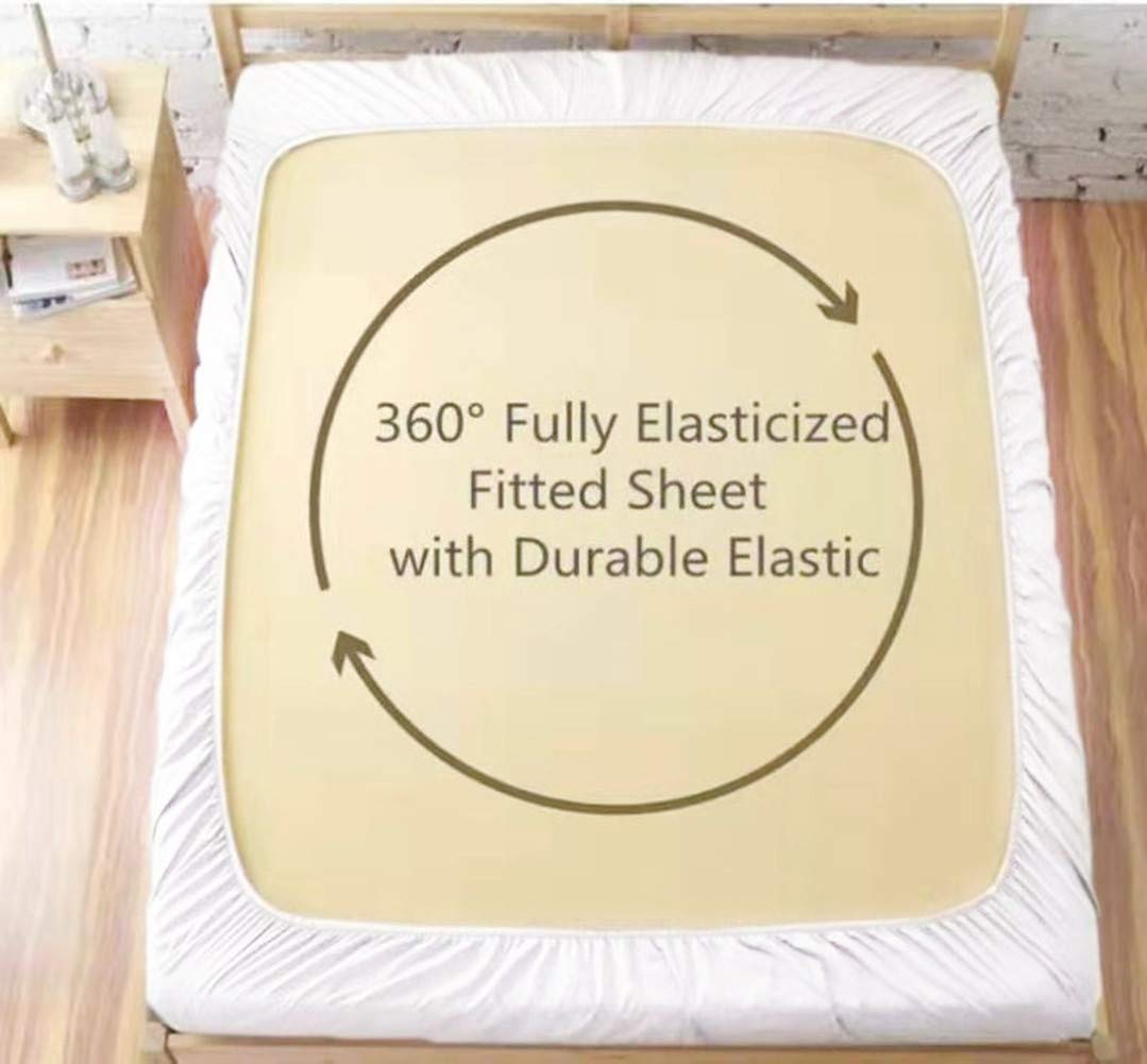 Queen Size Premium Cotton Fitted Sheet Only - 300 Thread Count Pure Natural Cotton Fabric - 15" Deep Pocket,Breathable,Ultra Soft & Silky (Queen,White)