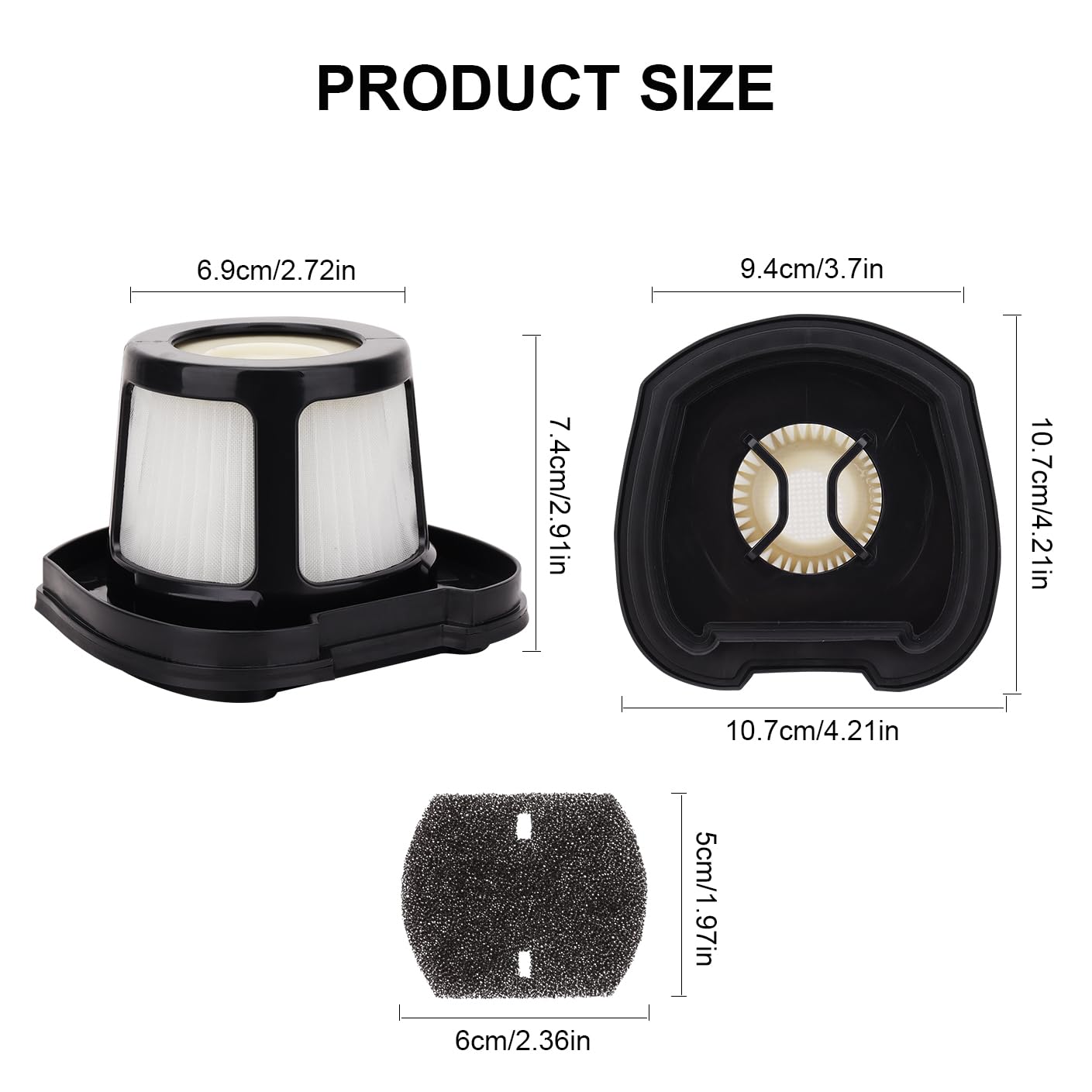 2284W Vacuum Filters for Bissell Pet Hair Eraser Hand Vacuum models 2284W, 2390A, 2390, 2389, 2579, Replace part# 1614212 1614203 1614204 (4 Replacement Filter 6 Foam Filter)