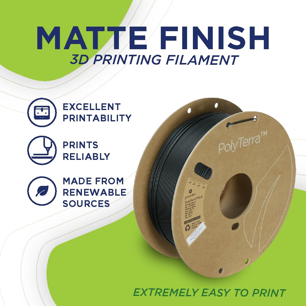 Polymaker Matte PLA Filament Matte Wood Brown 1.75mm 1kg 3D Printing Filament, PolyTerra 3D Printer PLA Filament
