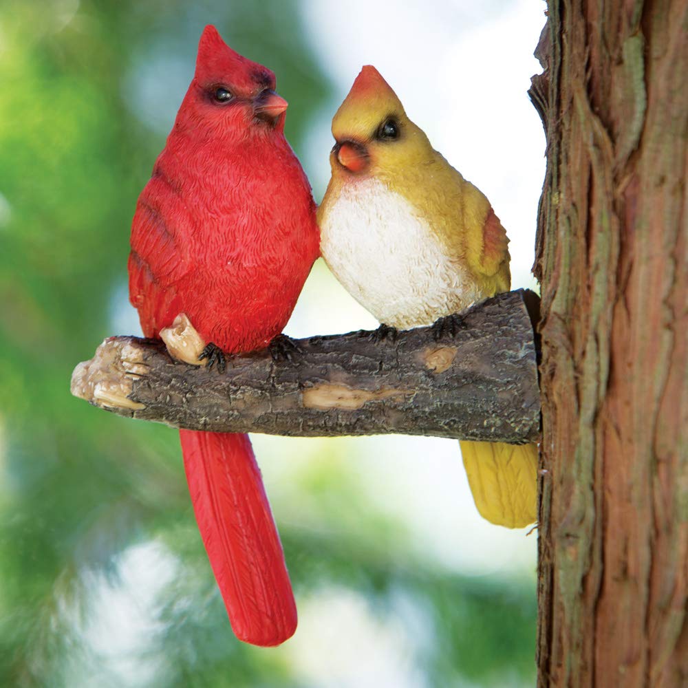 Bits and Pieces - Pair of Cardinals Tree Hugger - Animal and Bird Outdoor Décor Garden Statue