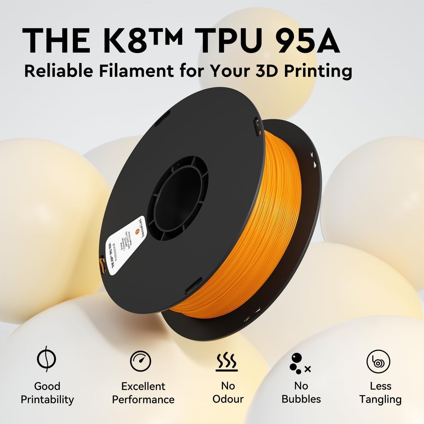 Kexcelled High Speed TPU Filament 95a Blue,Flexible TPU HF 3D Printer Filament 1.75mm,1 kg Spool (2.2lbs), Tidy Winding Non-Tangling, Excellent Elasticity