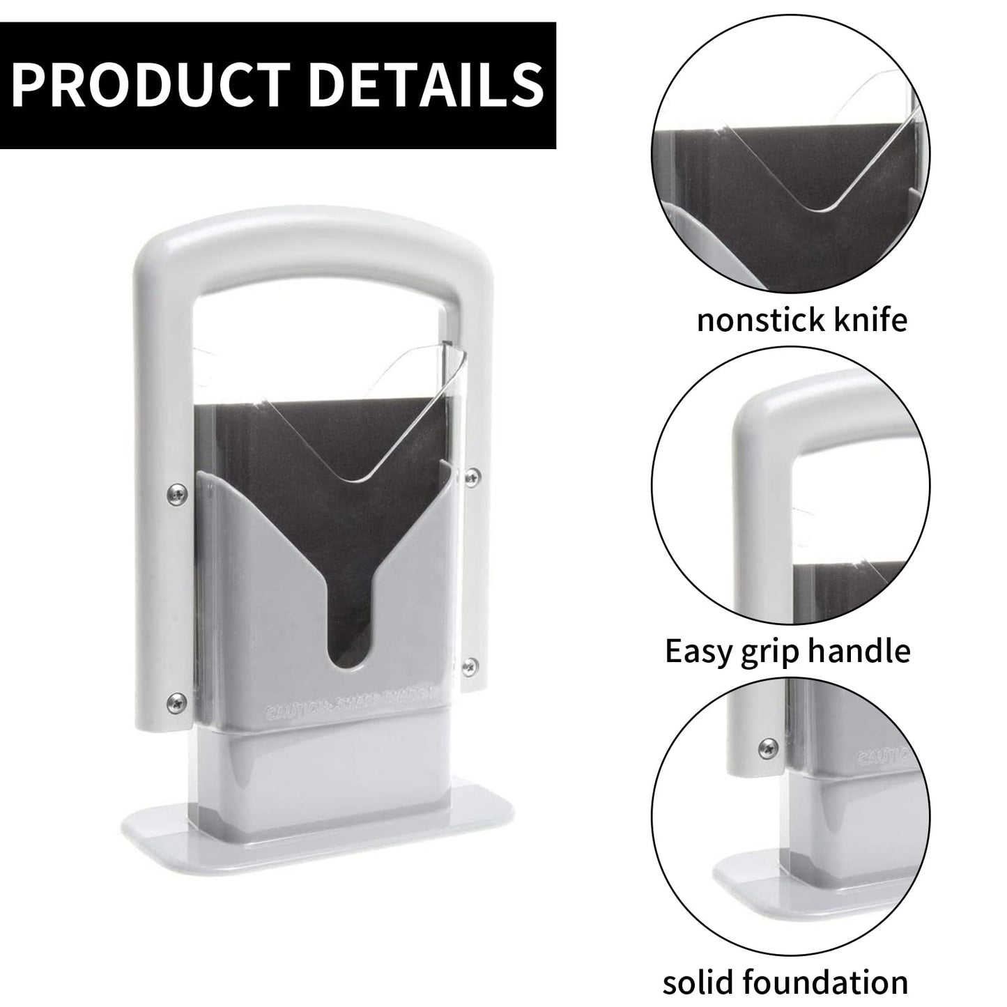 Bagel Slicer, Perfect for Bagels, Safe Grip, Safety Shield, Bagel Cutter Stainless Steel, Universal Slicer (White)