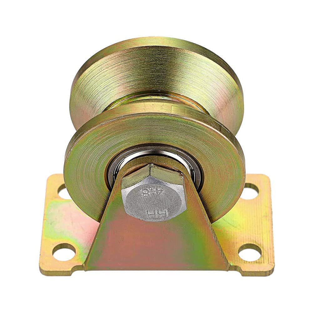Lyplus 2" V Groove Wheel Heavy Duty Rigid Caster with Bracket for Inverted Track, Sliding Gate, Rolling Gate, Industrial Machines, Wire Rope Rail, Loading Capacity 660 lbs - 4 Pack