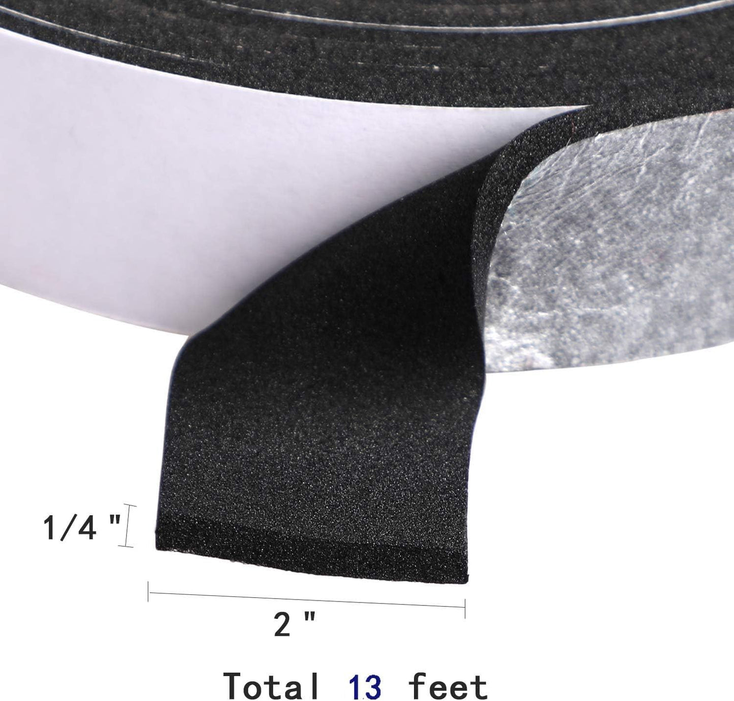 2 Rolls Self Adhesive Foam Strips 1/4in Thick x 2in Wide x 6.56Ft Long Foam Insulation Tape, Weather Stripping Door Seal Strip, Neoprene Weather Stripping High-Density Closed Cell Foam Tape Seal