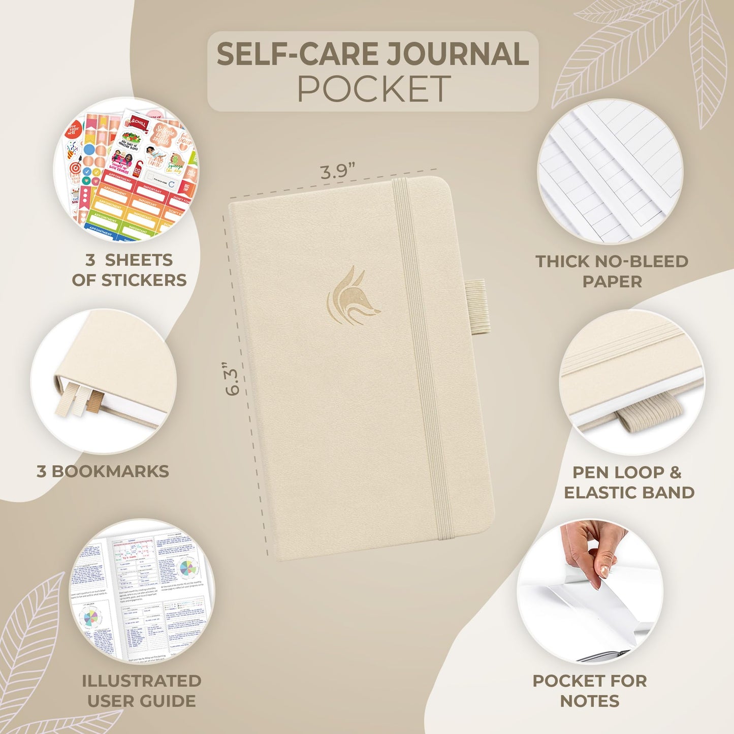 Clever Fox Self-Care Journal – Daily Reflection Notebook – Mental Health & Personal Development Planner, Meditation & Mood Log, Pocket (Seashell)