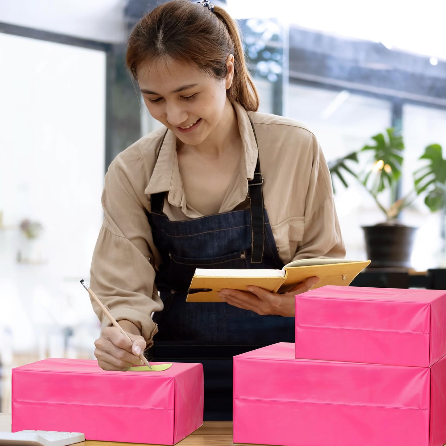 UCGOU 100 Pack Hot Pink Poly Mailers Variety Size Pack, 10x13 Inch & 12x15.5 Inch & 14.5x19 Inch &19x24 Inch, 25 PCS Each Shipping Bag, Self-Sealing Adhesive Mailers Assorted Sizes for Small Business