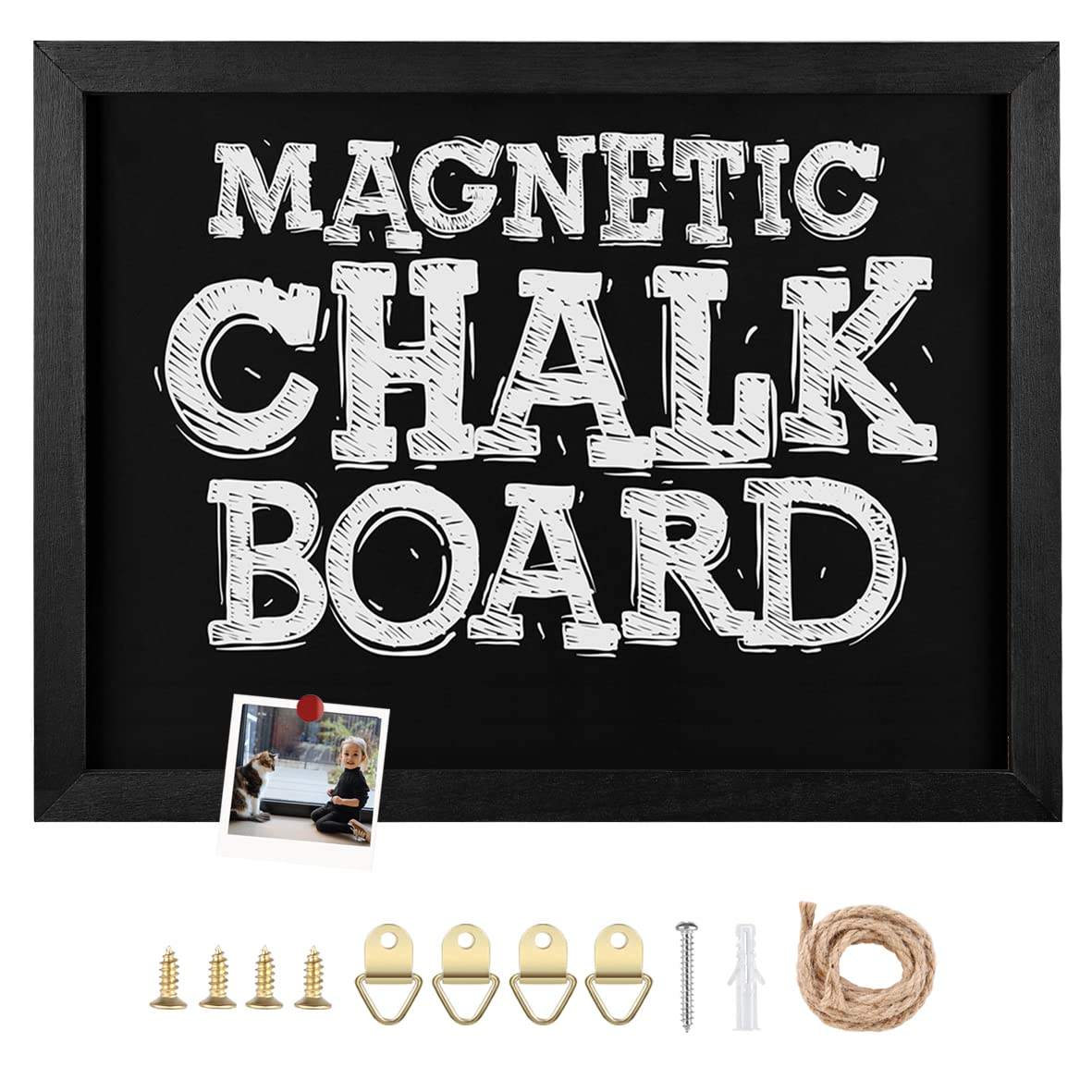 Umtiti Chalkboard, 30 * 40 cm, Black Solid Wood Frame,Magnetic Surface Chalkboard for Kitchen Home, Office, Restaurantand and Wall Decor,BK-3040-CA