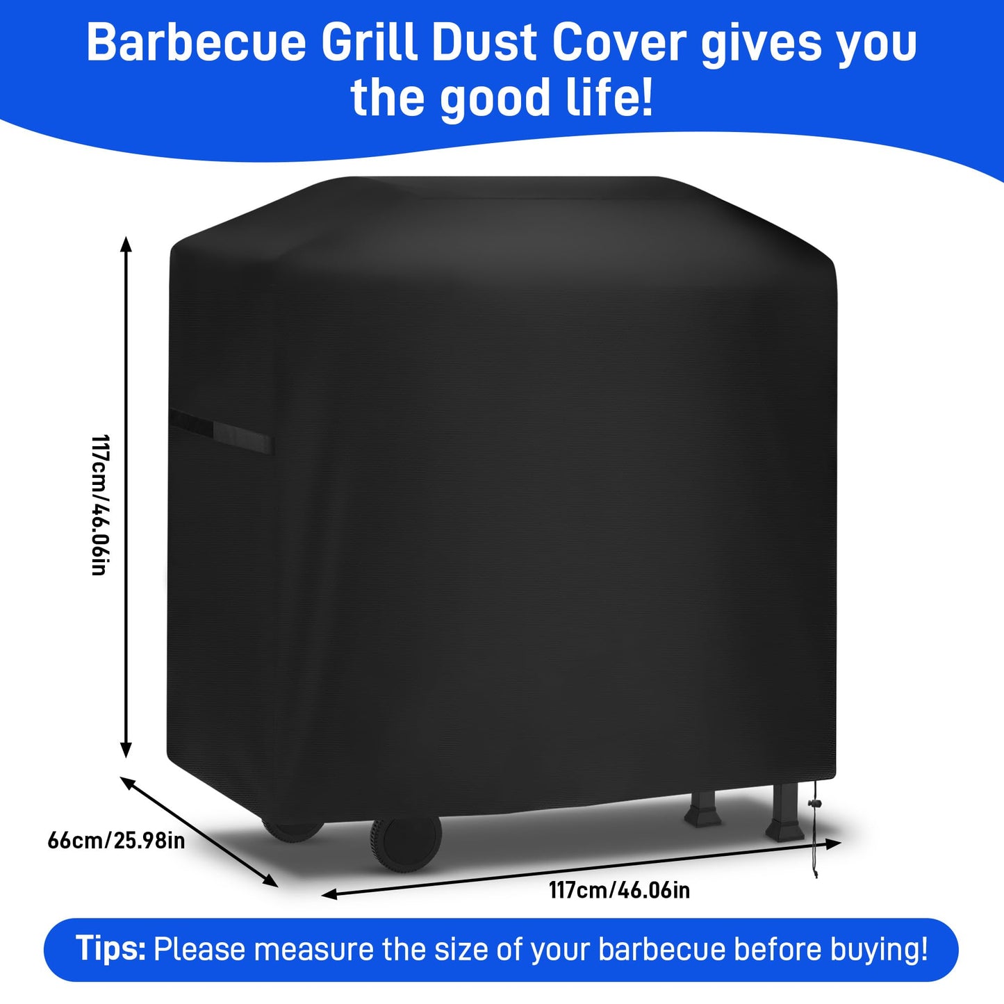 Yimomoyi 46 Inch Barbecue Covers, BBQ Covers Waterproof Heavy Duty Large, Barbeque Cover Waterproof Outdoor 420D Oxford Fabric, Windproof, Rip-Proof & Uv Protection, 117x66x117cm (117x66x117cm)