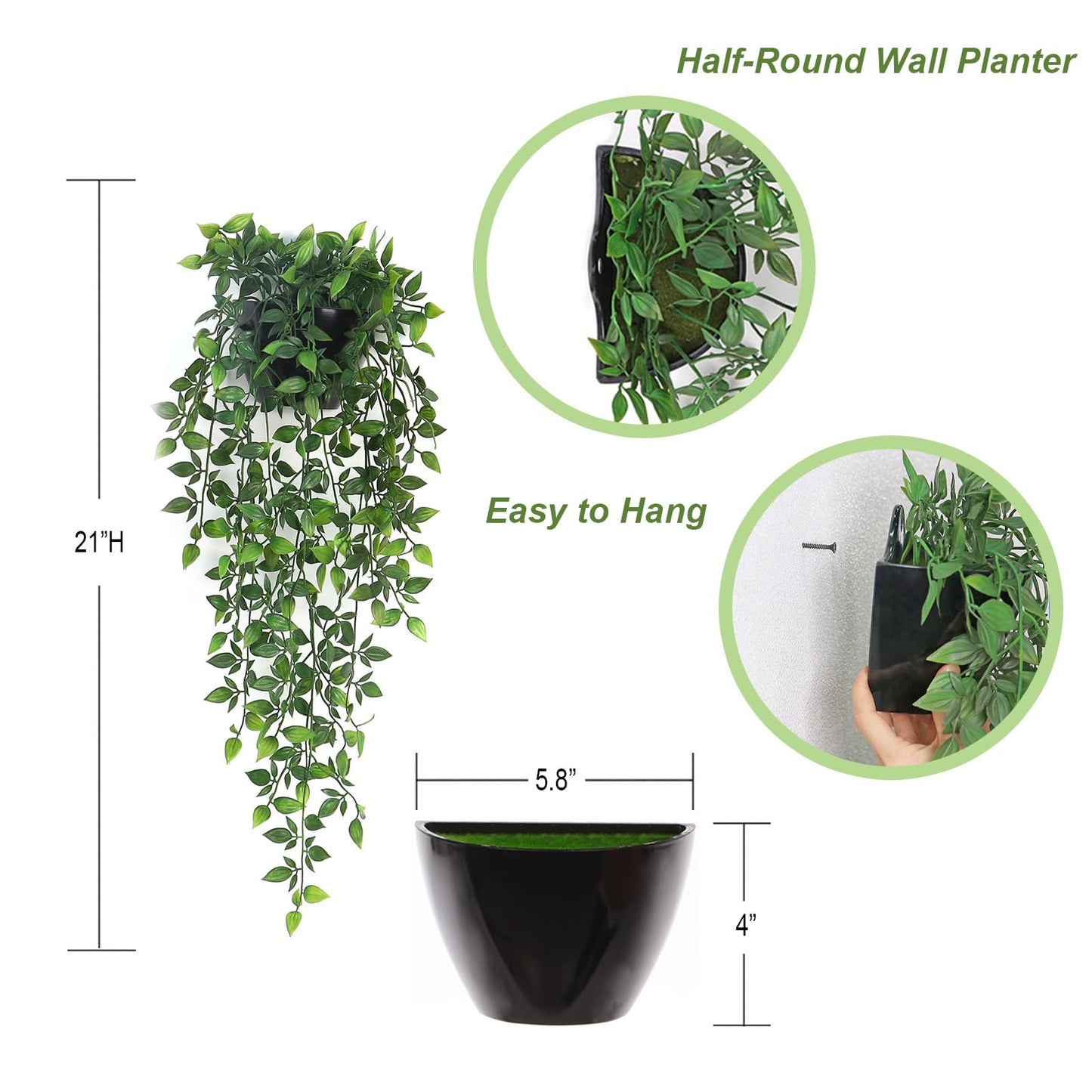 Artificial Hanging Plants - 2 Pack Fake Hanging Greenery Plant Hanging Mandala Vines Plant Potted for Décor for Indoor Outdoor Décor