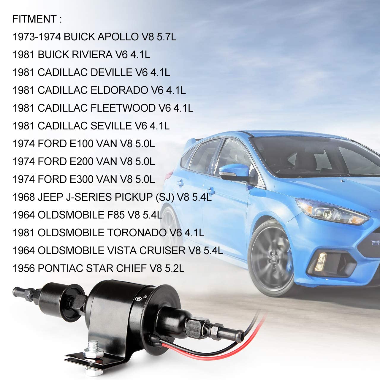 CarBole Universal Micro Electric Fuel Pump Inline Low Pressure Pump E8012S 12V, 5-9 PSI,30 GPH,5/16 Inch