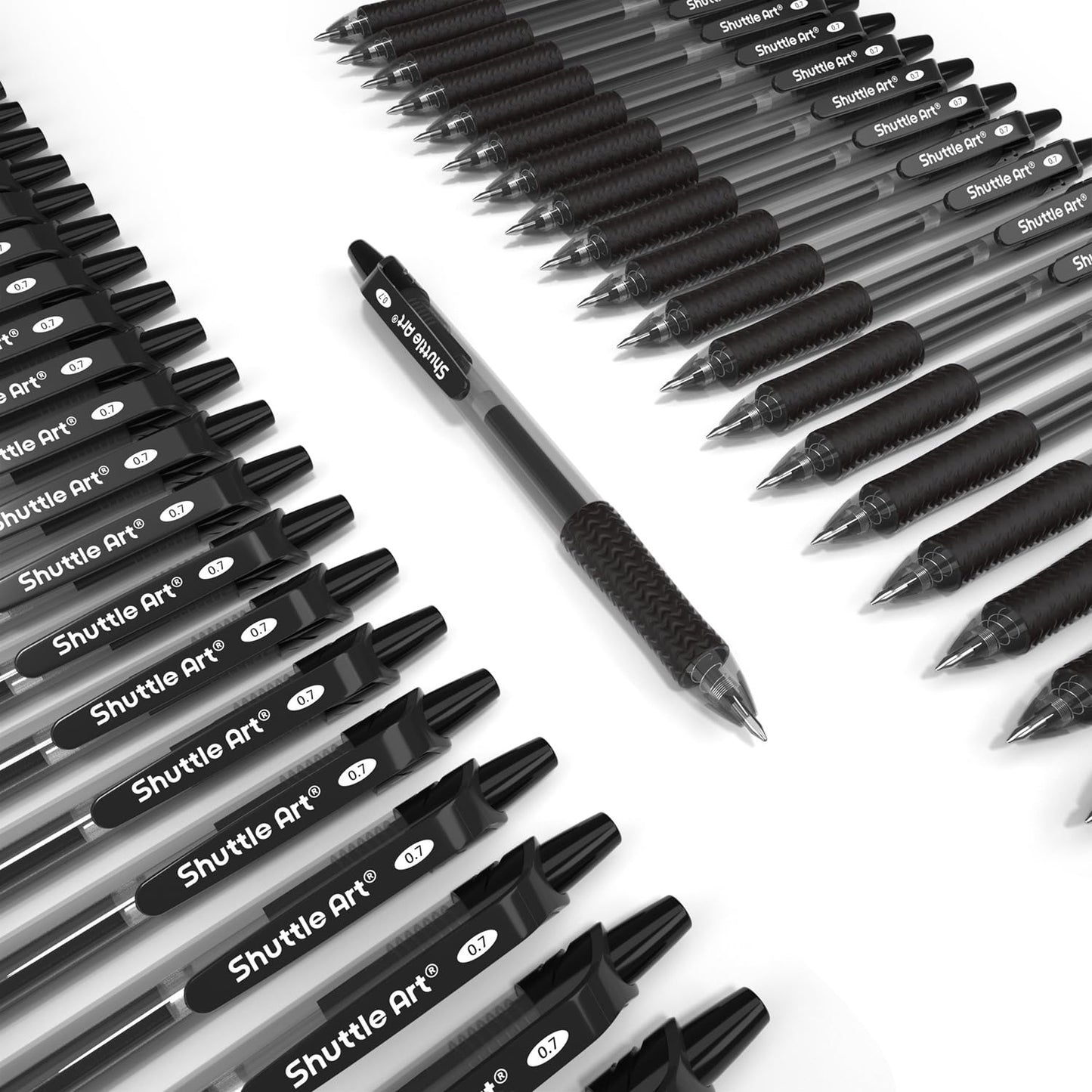 Shuttle Art Black Gel Pens, 48 Pack(20 Gel Pens with 28 Refills) Retractable Medium Point Rollerball Gel Ink Pens Smooth Writing with Comfortable Grip for Office School Home Work