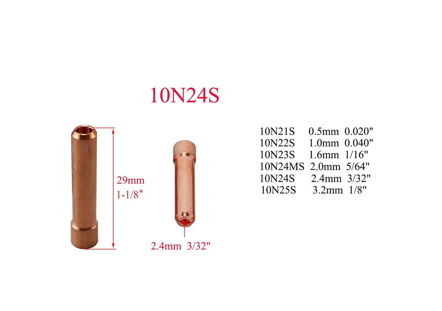 RIVERWELD TIG Stubby Gas Lens Collet Bodies 17GL332 10N24S 2.4mm Assort Kit for QQ300 PTA DB SR WP 17 18 26 TIG Welding Torch 10pcs