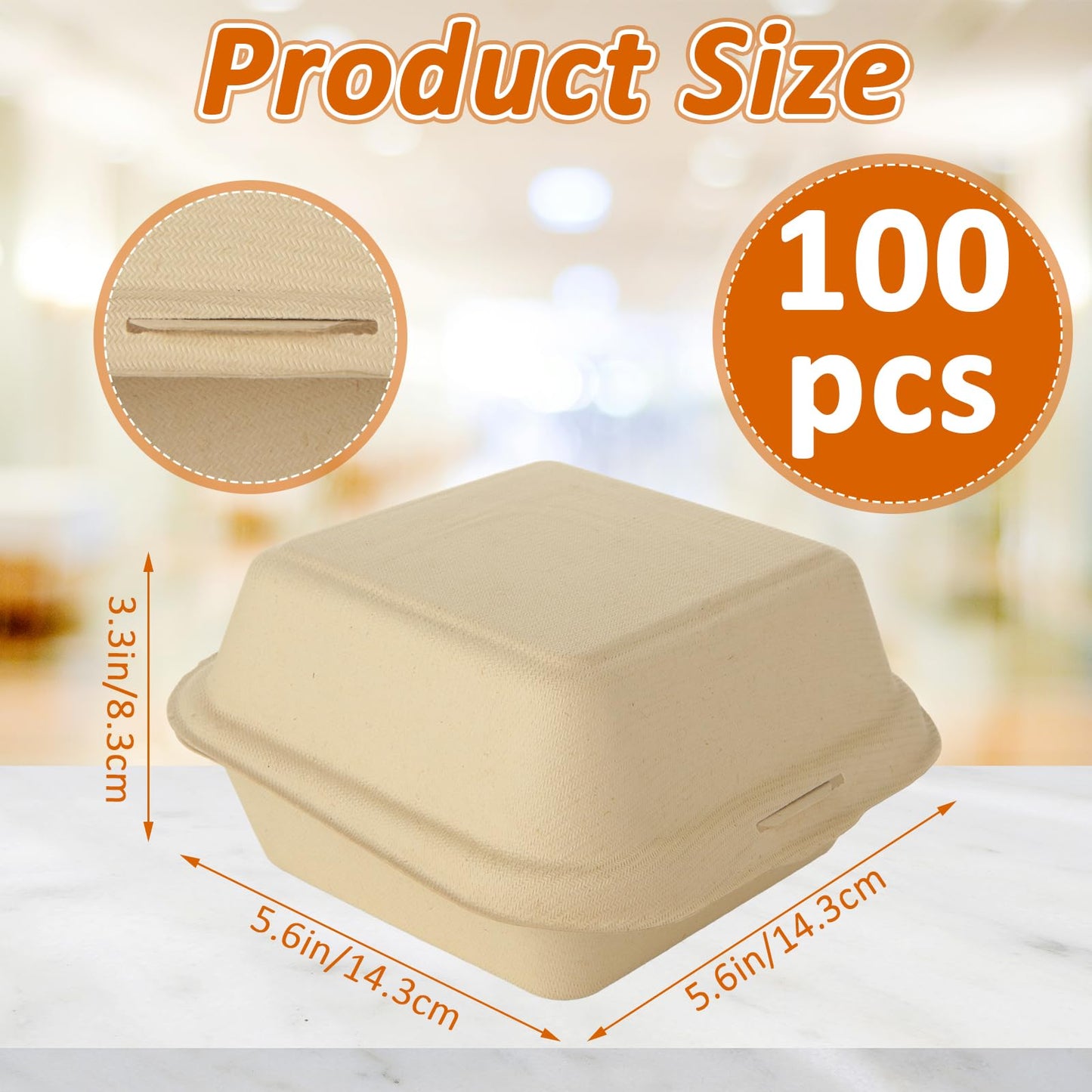MUXHEL 100Pcs 6x6 Clamshell To Go Food Containers Disposable, Clamshell Take Out Containers with Lid, Clamshell Meal Prep Containers for Dessert, Salads, Pasta, Sandwiches