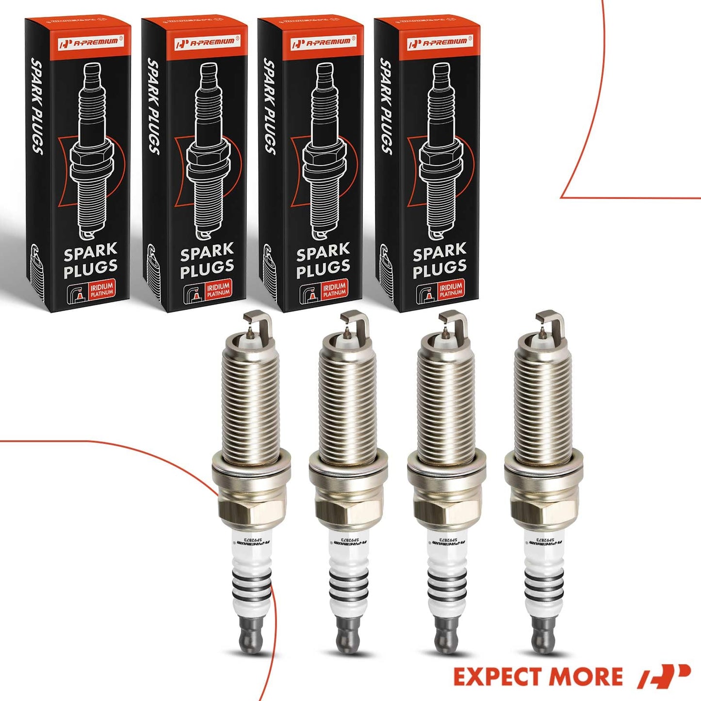 A-Premium Iridium Spark Plug Compatible With Hyundai Elantra 2011, Accent, Veloster 2012-2017 & Kia Soul, Rio, 1.6L 1.8L, Pack of 4