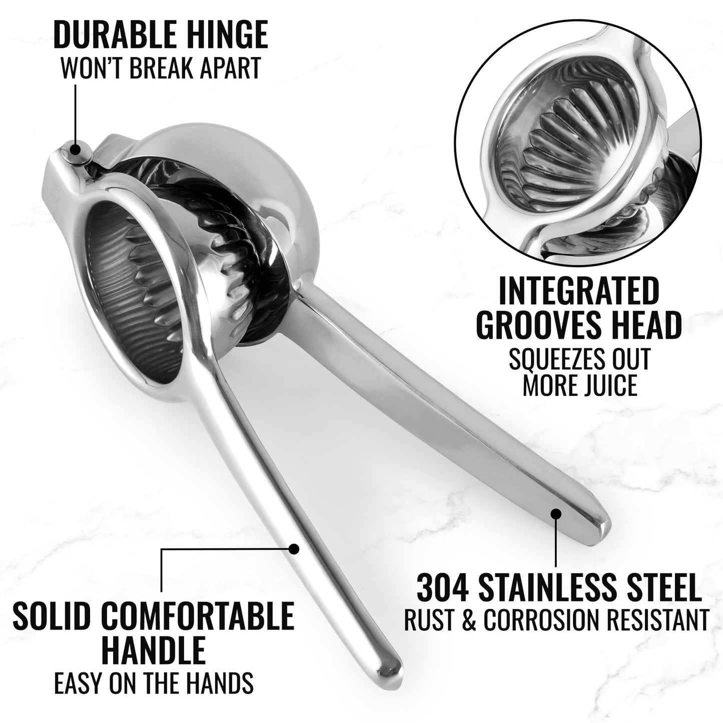 Zulay Kitchen Stainless Steel Lime & Lemon Squeezer Handheld - Steel Citrus Juicer Handheld - (Stainless Steel)