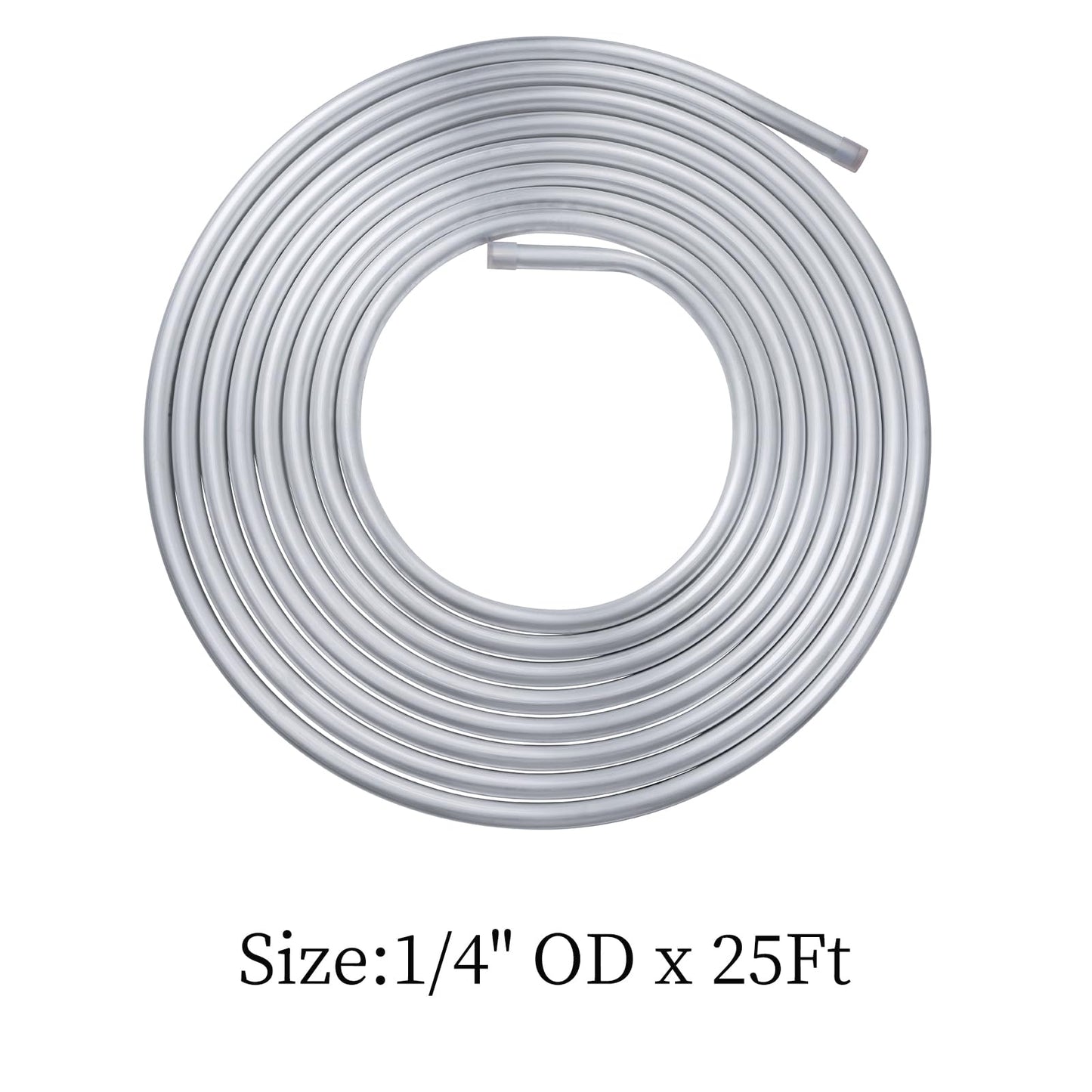 1/4" OD Aluminum Coiled Tubing, CYIWPH Seamless Round Pipe 1060, 0.04" Wall Thickness, Refrigeration Tubing, Fuel Line, Automotive Oil Pipe, Compressor Tube, 25Ft