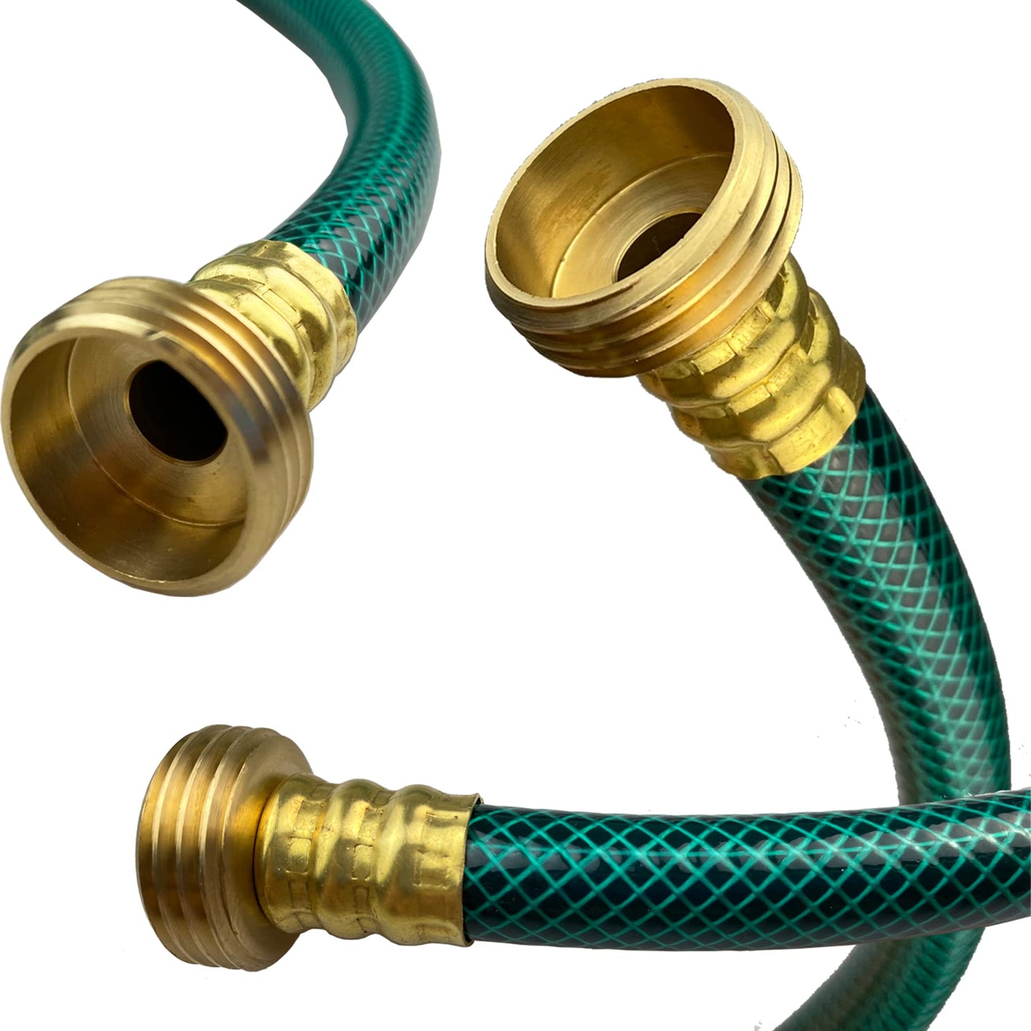 Darnassus PVC Garden Hose 1/2 Inch Green Heavy Duty Water Hose with Solid Brass Fittings,No Leaking, Flexible,for outdoors,Lawns,Patio (15 FT, Green, Brass Fittings)