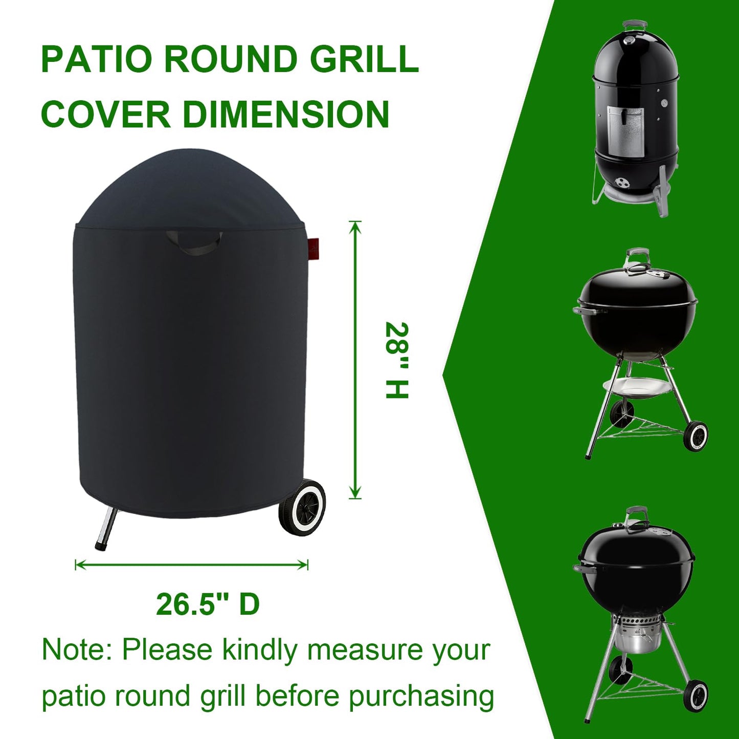 Cover Geny Premium Grill Cover Fits Weber 22" Jumbo Joe,22" Original & Premium Kettle Charcoal Grill,Weber/Joyfair/Megamaster/Papapacks/GRILIFE/Green Party 18" Kettle Charcoal Grill