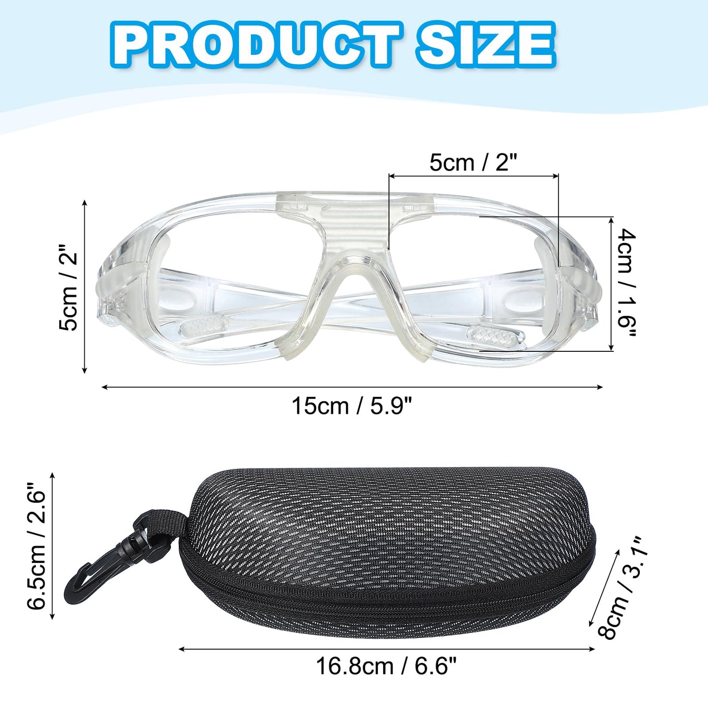 PATIKIL Adjustable Professional Sports Goggles, Unisex Safety Glasses Outdoor Sports Protective Eyewear for Basketball Racquetball Pickleball Football, Transparent