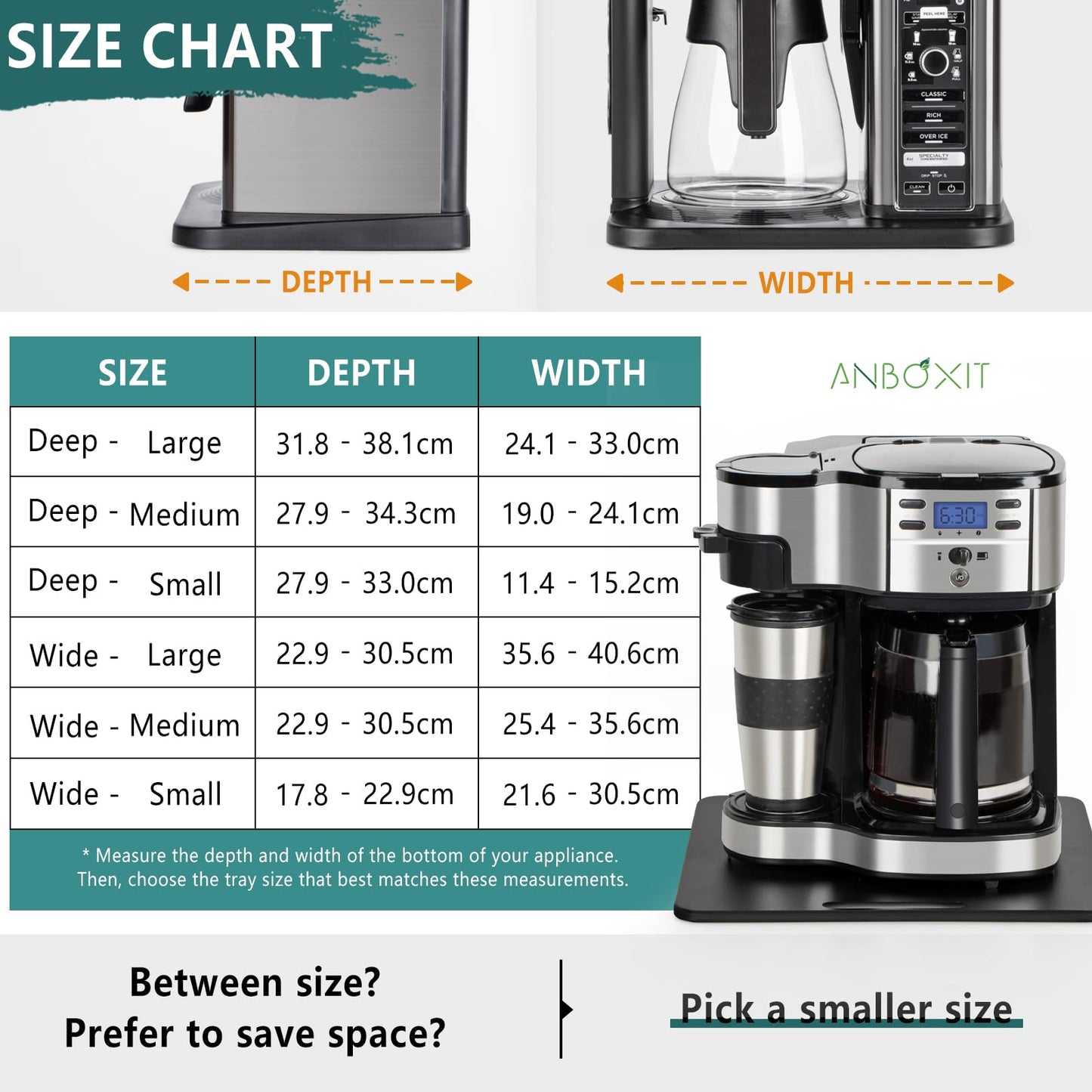 ANBOXIT Metal Appliance Slider, Sliding Tray for Coffee Maker,360° Effortless Movement,Small Appliance Rolling Tray for Counter, Coffee Pot Slider, Deep - Medium (14.5"D x 9.5"W)