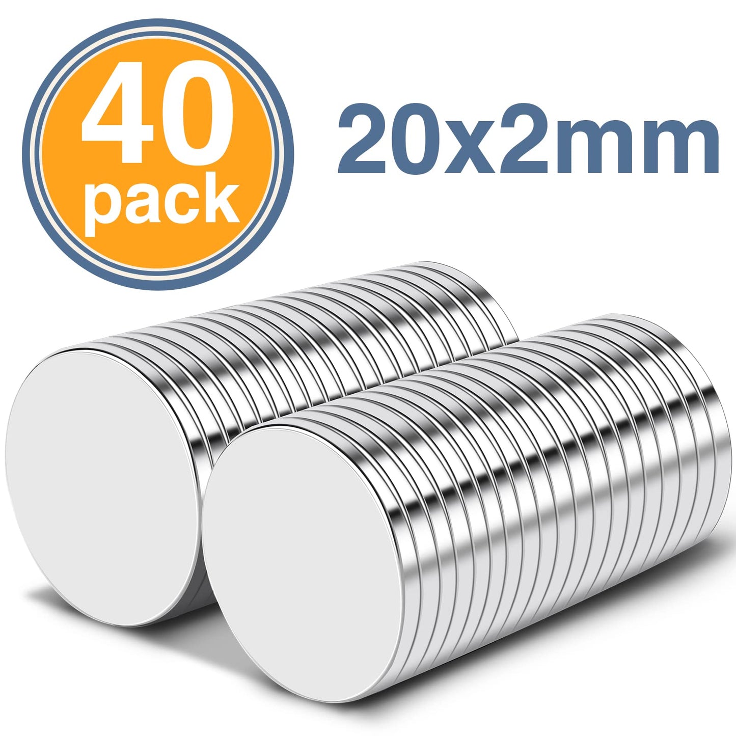 TRYMAG Magnets, 20 x 2mm Super Disc Rare Earth Magnets, Small Round Refrigerator Magnet for Fridge, Crafts, Office, Whiteboard, Dry Erase Board, Cabinets