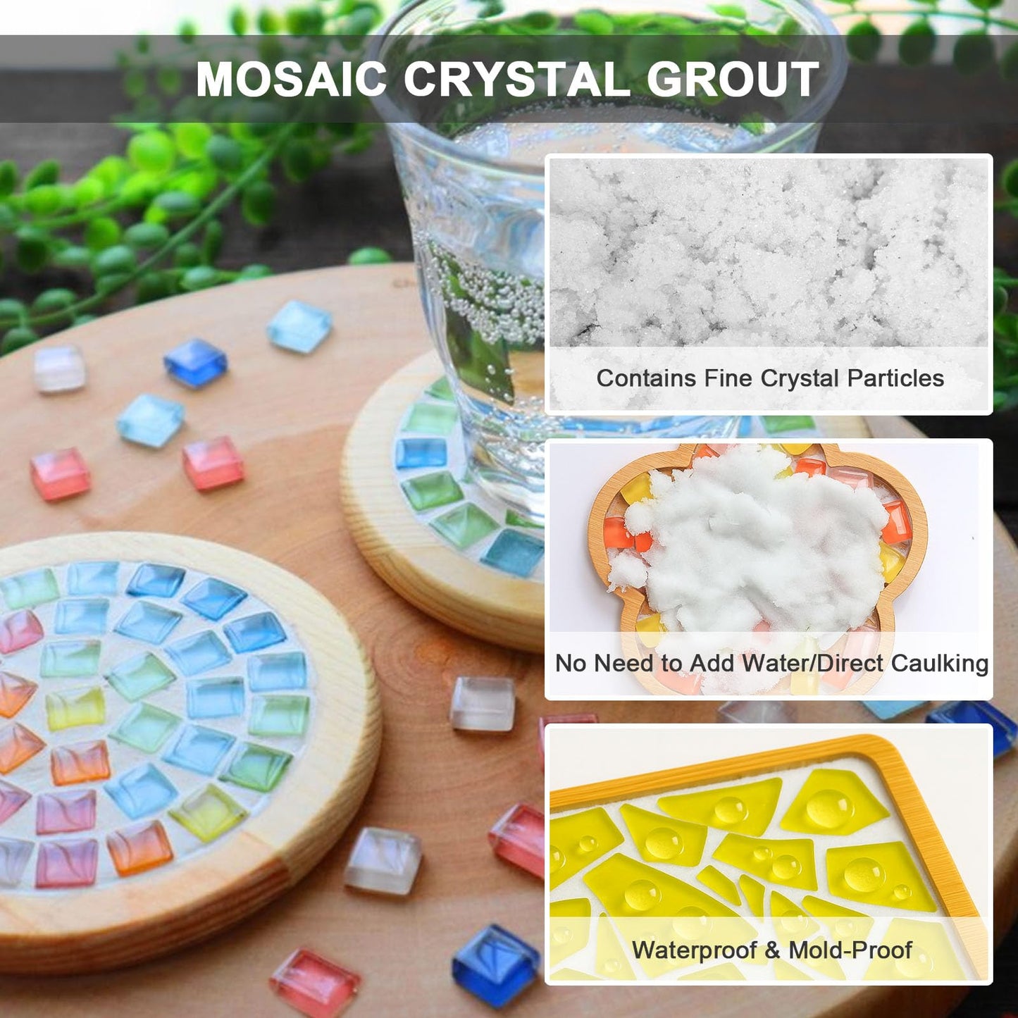 WAN2TLK Mosaic Crystal Grout Kit, Mosaic Tile Accessories, No Water Needed, Direct caulking, Essential for Handmade Grouting, Mosaic Crystal Sealant for All Tiles & Surfaces